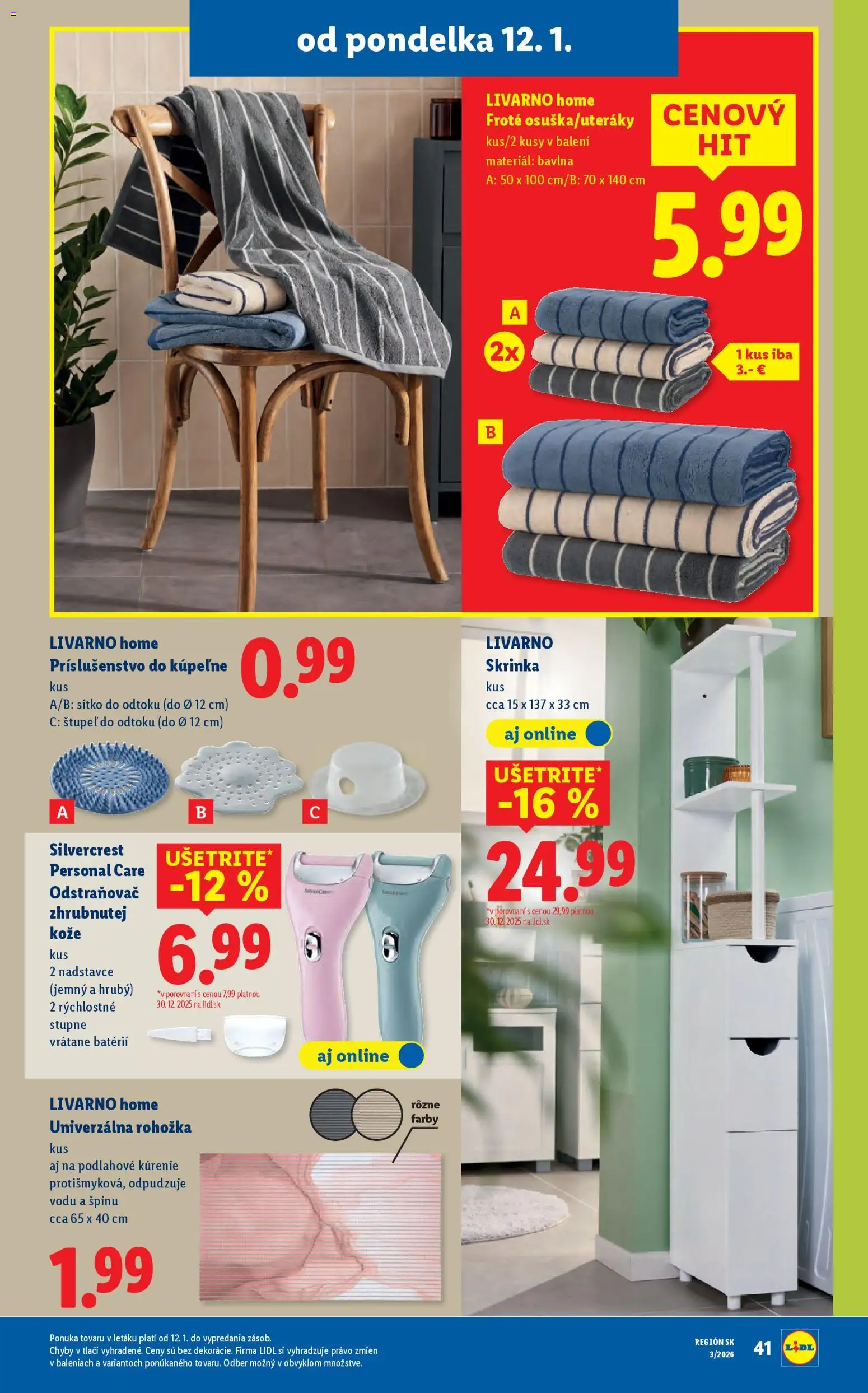 Nové Lidl akcie – leták je platný od 12.01.2026 | Strana: 47 | Produkty: Rohožka, Skrinka