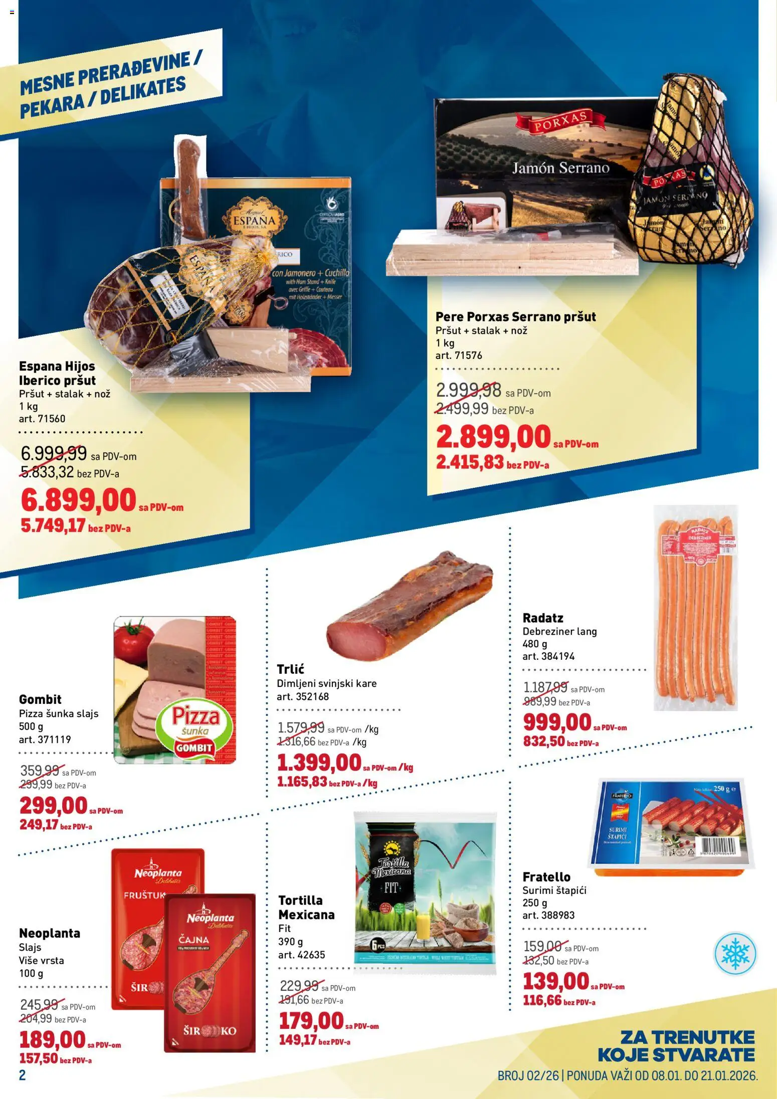 Metro katalog - važi od 08.01.2026 | Strana: 2 | Proizvode: Pekara, Surimi, Sir, Pizza šunka