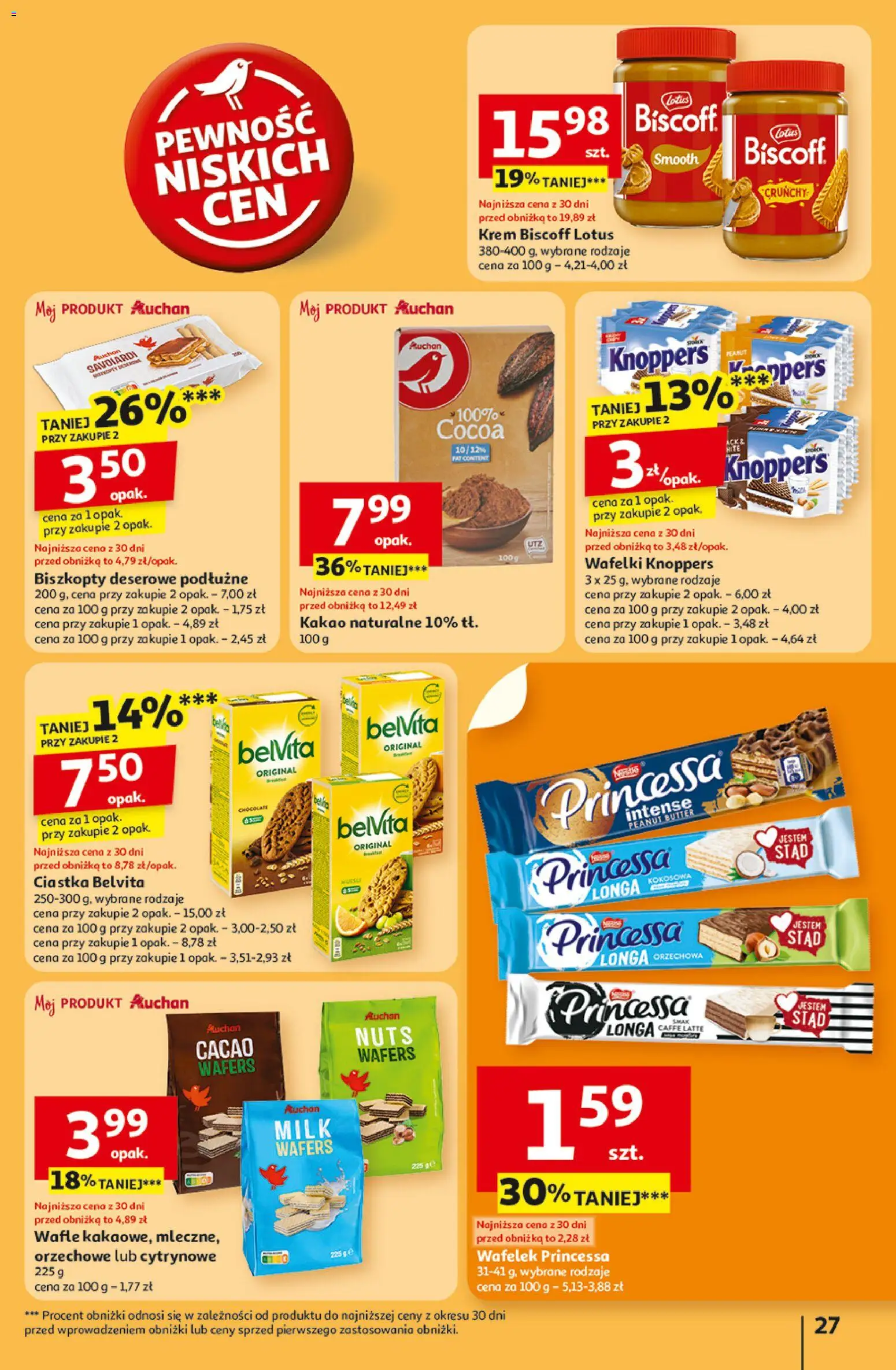 Auchan Gazetka - Pewność niskich cen Hipermarket od 30.10.2025 | Strona: 27 | Produkty: Kakao, Ciastka belvita, Wafelki, Ciastka