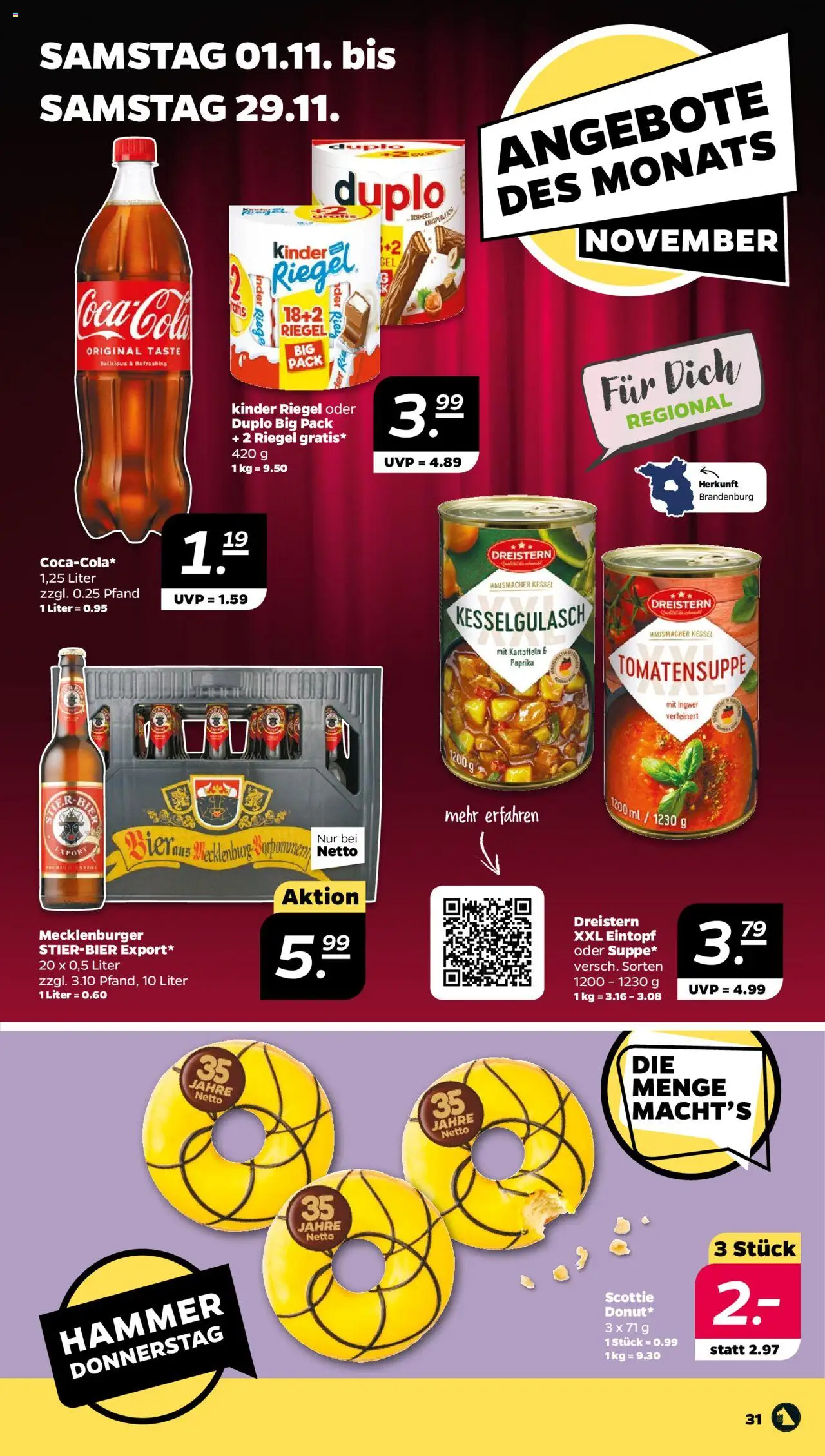 Netto Prospekt 	 – gültig ab 27.10.2025 | Seite: 33 | Produkte: Bier, Kinder riegel, Kartoffeln, Paprika