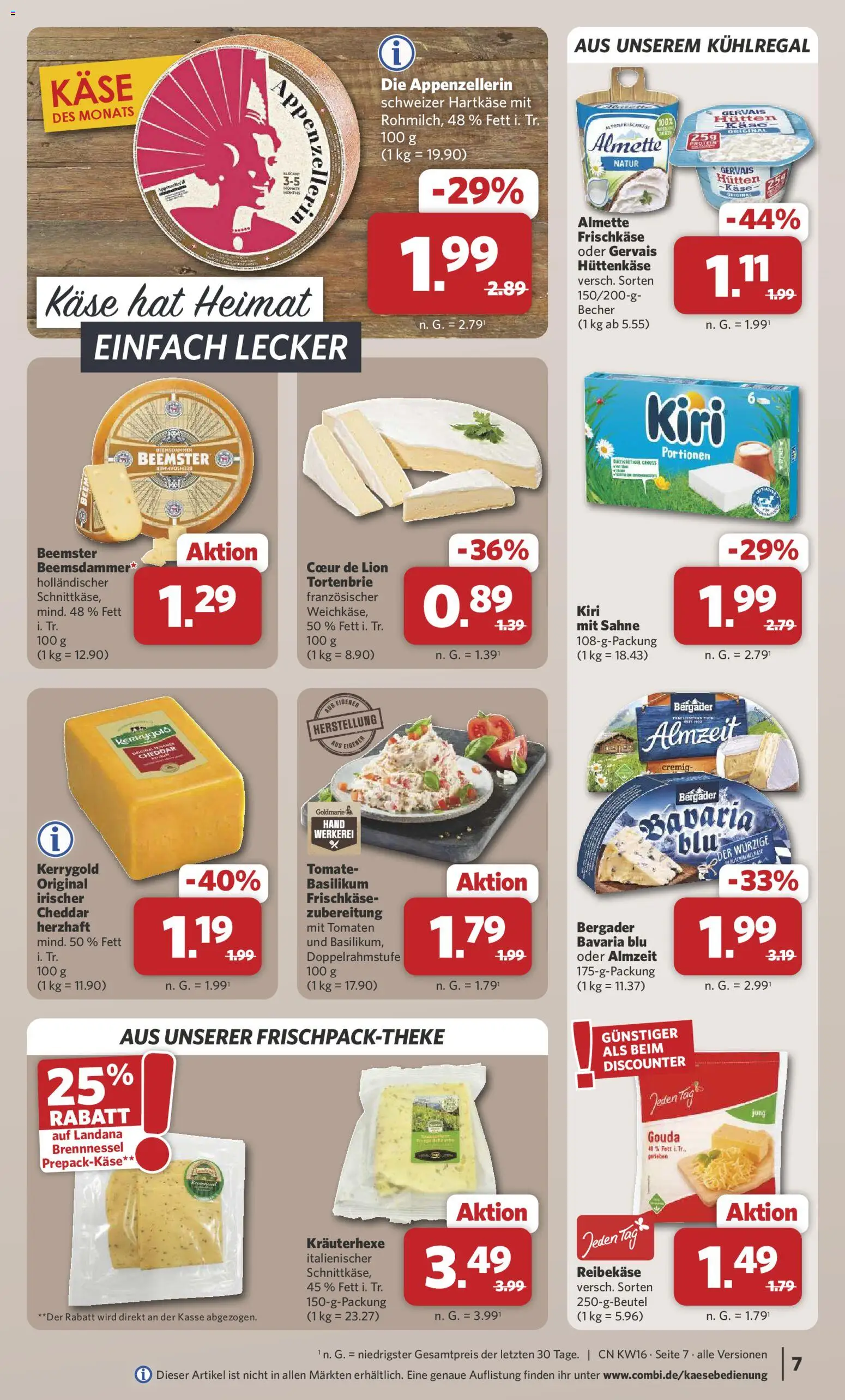 Combi Prospekt 	 – gültig ab 13.04.2026 | Seite: 7 | Produkte: Almette, Gouda, Tomaten, Reibekase