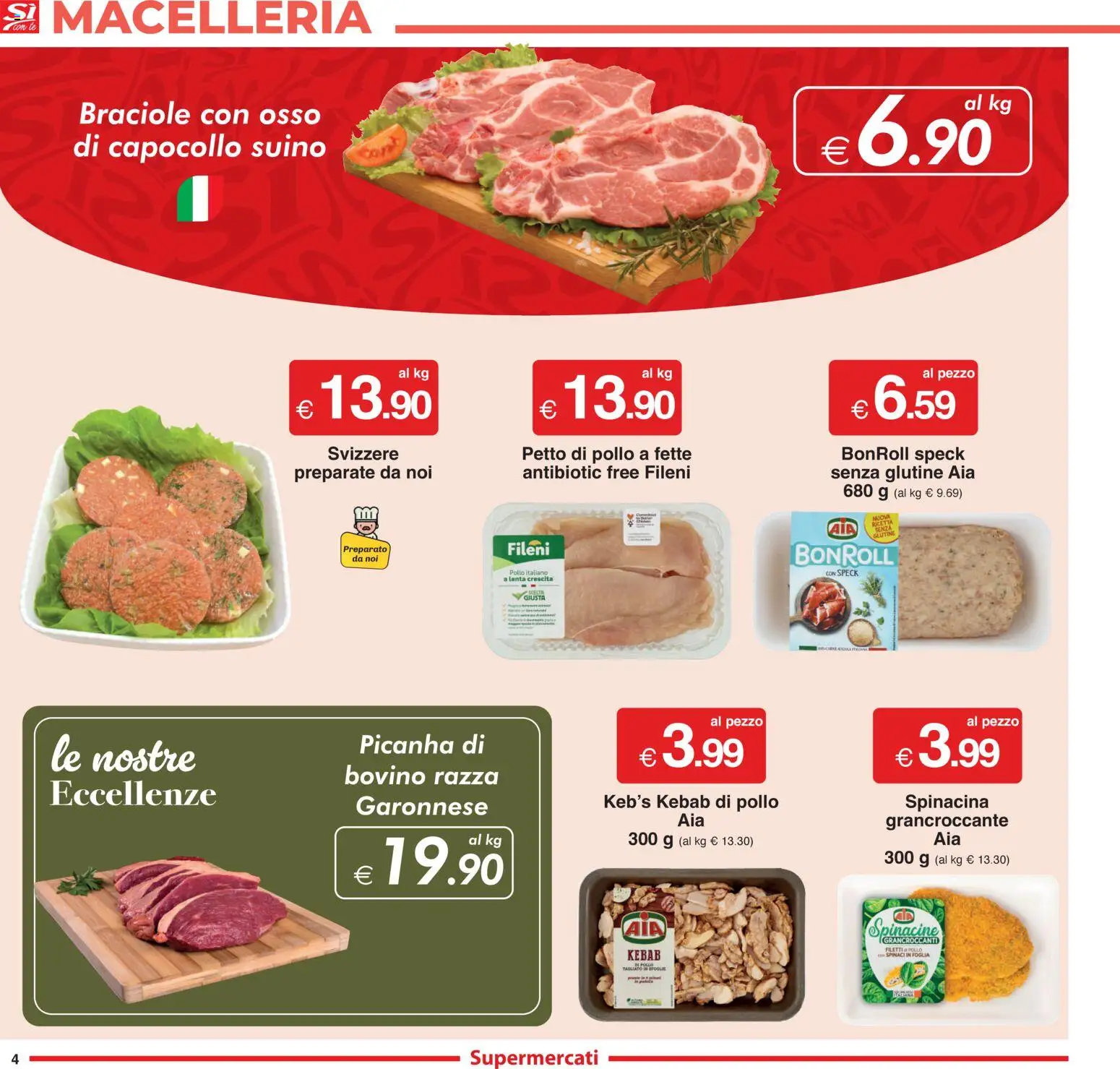 Volantino Sì con Te del 23.10.2025 | Pagina: 4 | Prodotti: Speck, Petto di Pollo, Pollo, Spinaci