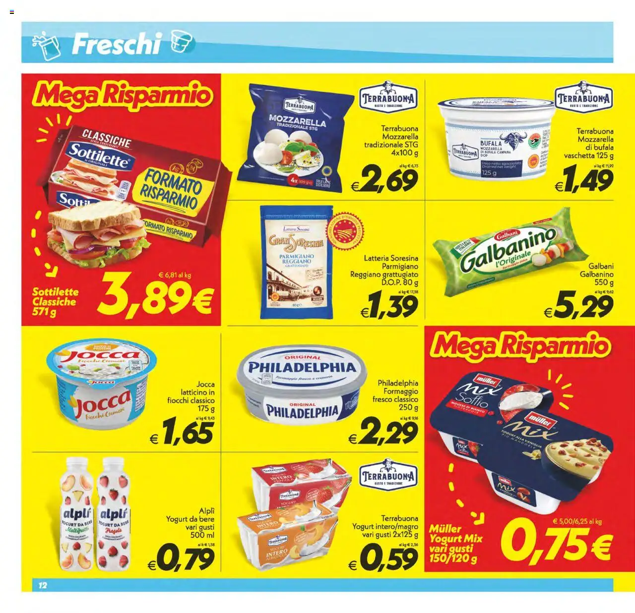 Volantino SuperConveniente del 13.06.2025 | Pagina: 12 | Prodotti: Fiocchi, Mozzarella, Formaggio, Parmigiano