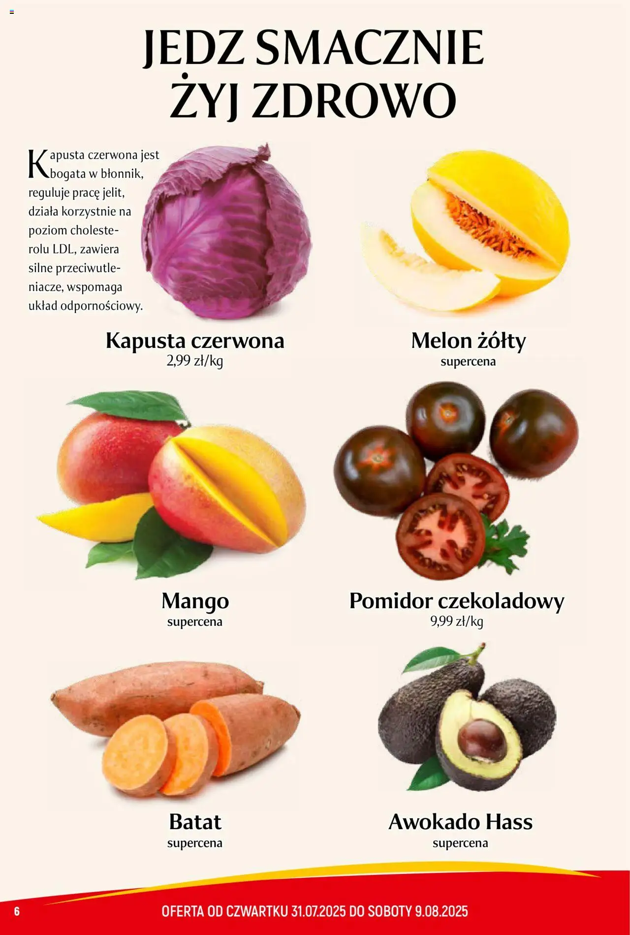 Piotruś Pan Gazetka od 31.07.2025 | Strona: 6 | Produkty: Mango, Kapusta, Batat, Awokado