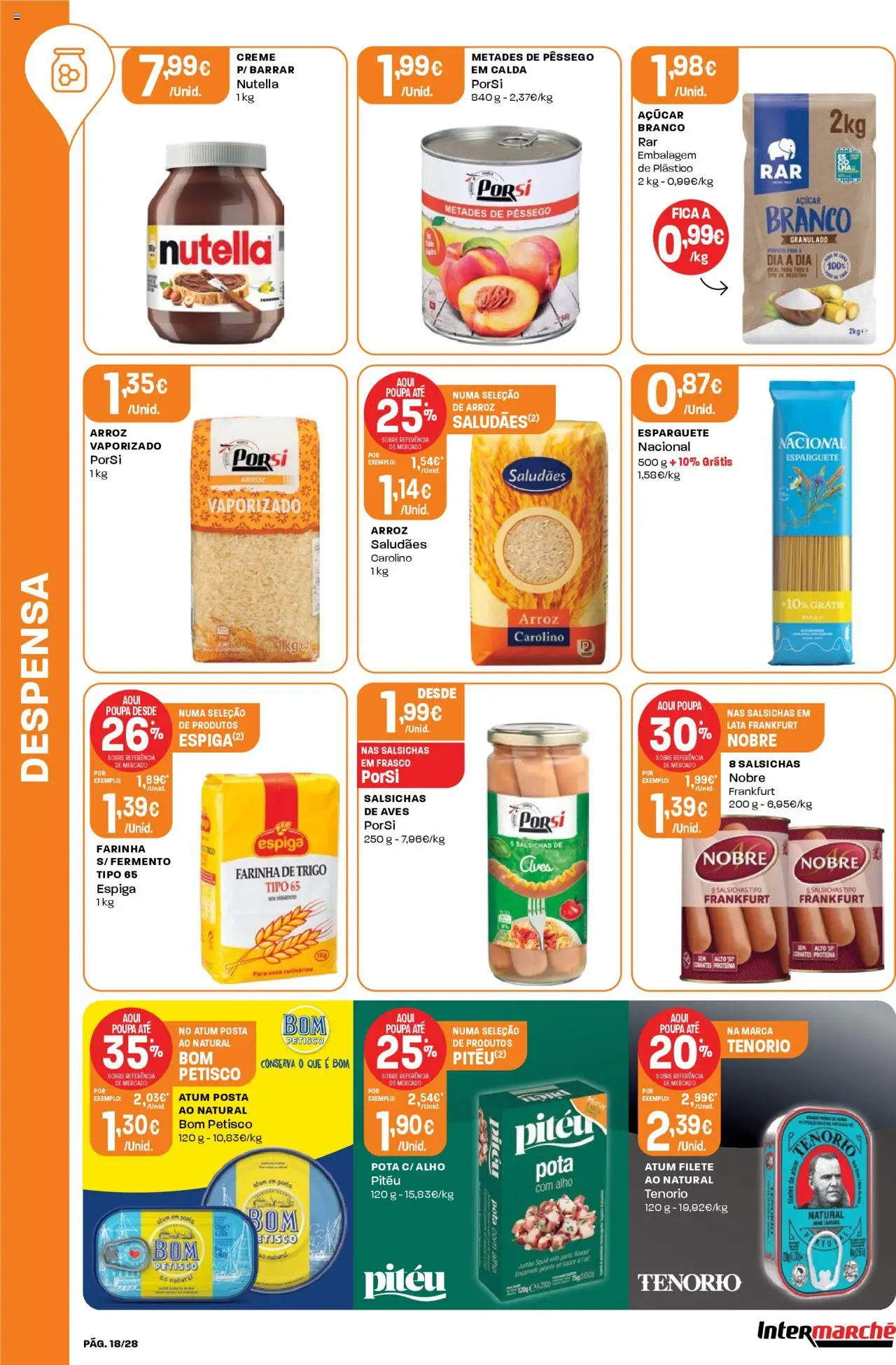 Intermarché folheto │ válido de 14.08.2025 | Página: 18 | Produtos: Atum, Açúcar, Creme, Proteina