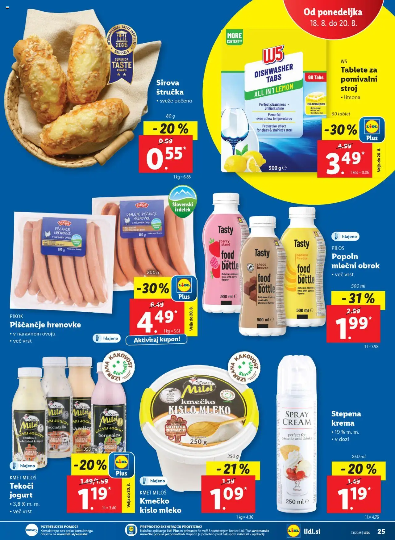 Lidl - Ljubljana │ velja od 14.08.2025 | Stran: 45 | Izdelki: Hrenovke, Kos, Krema, Jogurt