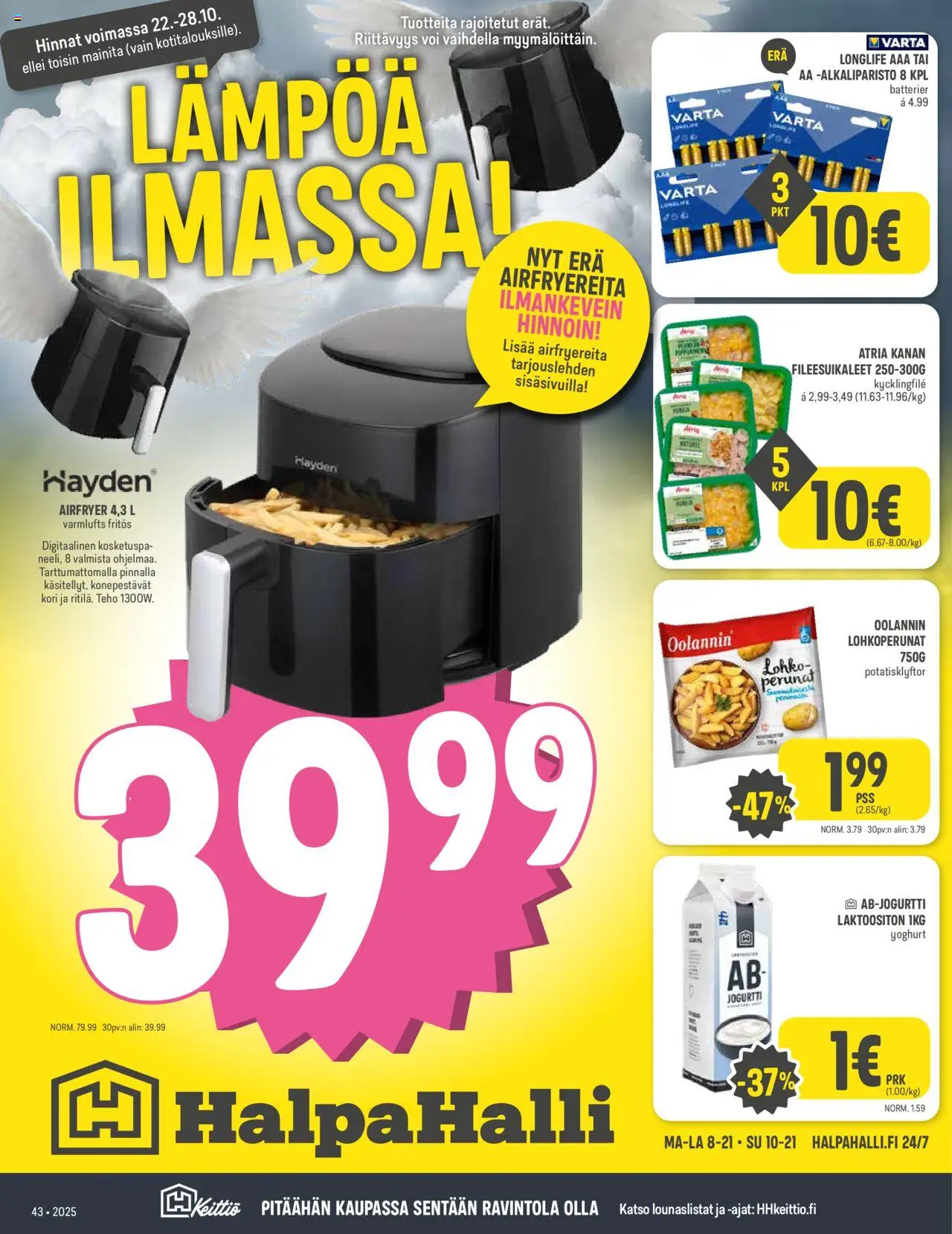 Halpa Halli tarjoukset – voimassa 22.10.2025 alkaen | Sivu: 1 | Tuotteet: Kori, Voi, Jogurtti