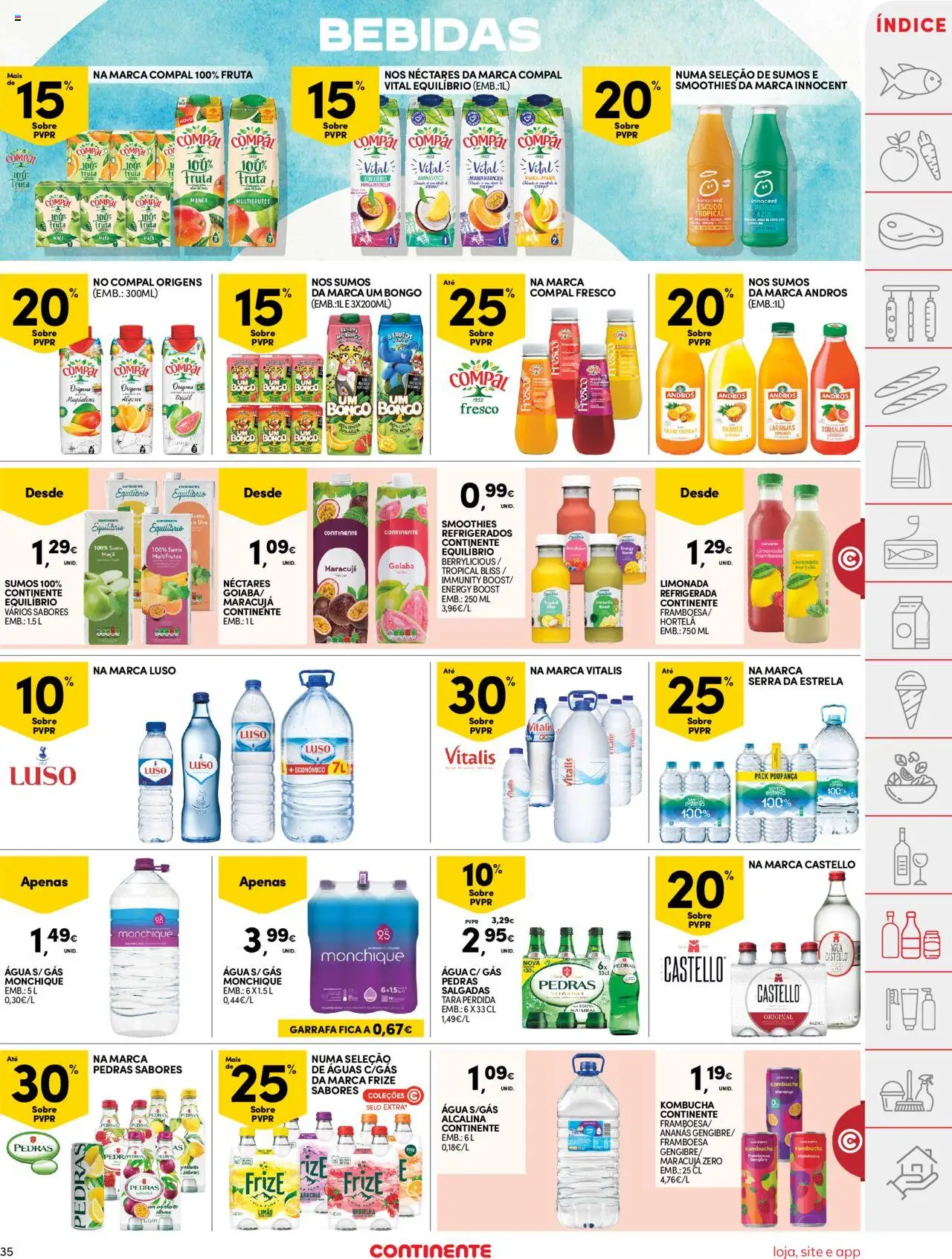 Continente folheto │ válido de 22.07.2025 | Página: 35 | Produtos: Agua, Hortelã, Água com gás, Truta