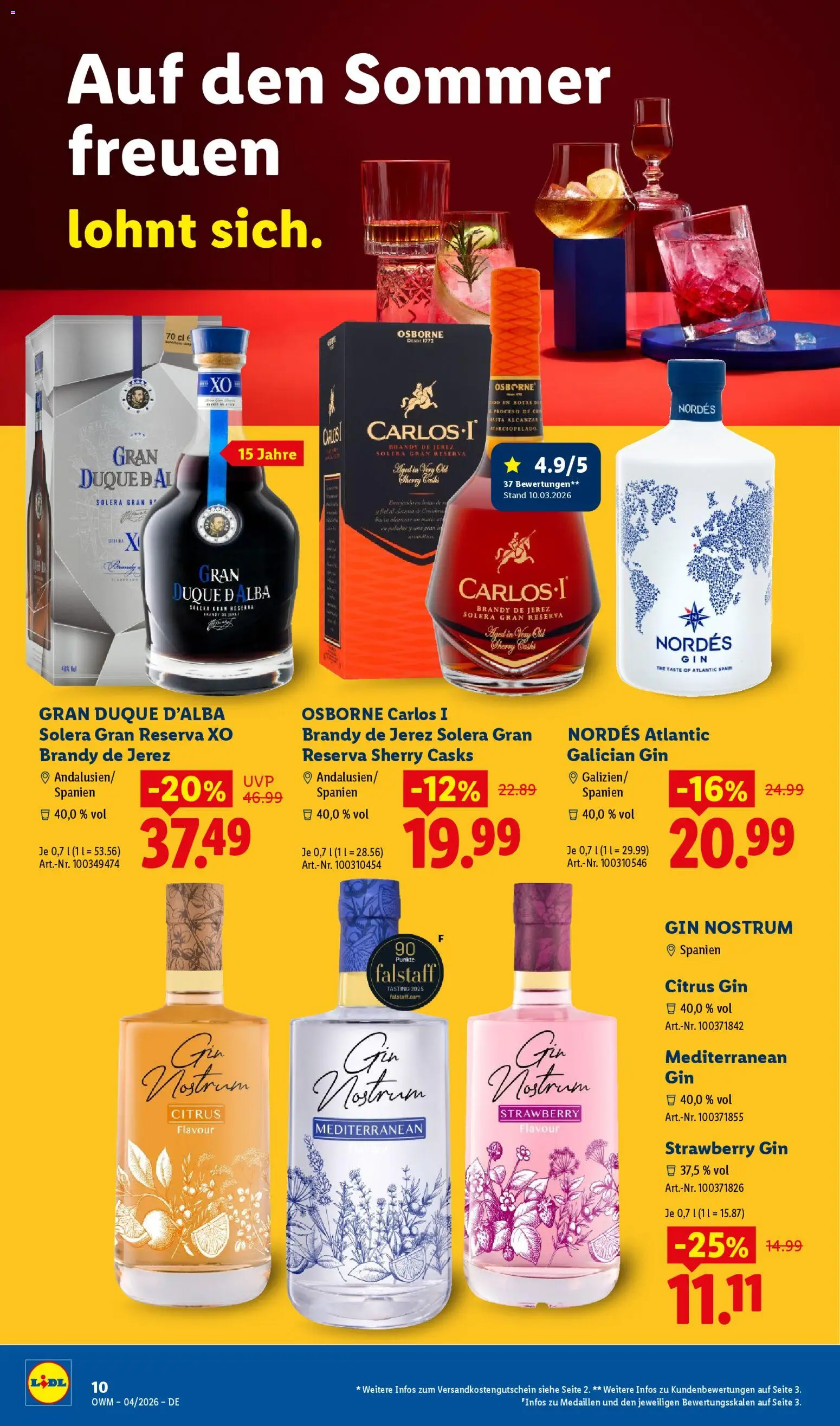 Lidl Prospekt – gültig ab 01.04.2026 | Seite: 10 | Produkte: Osborne, Gin