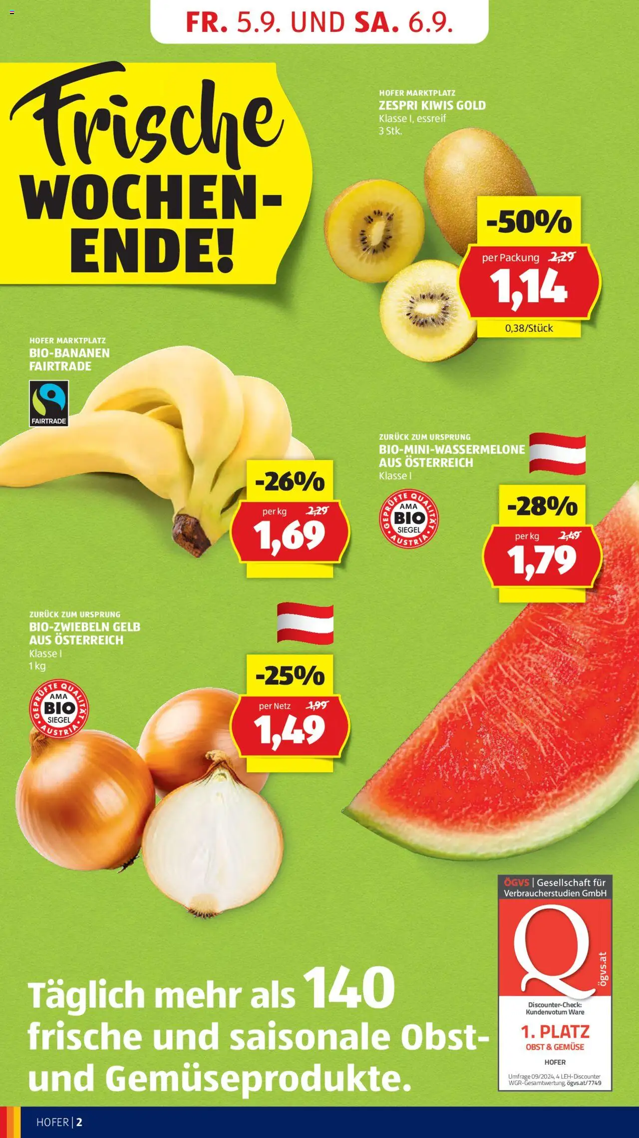 Hofer Reisen Flugblatt gültig ab 05.09.2025 | Seite: 4 | Produkte: Gemüse, Obst