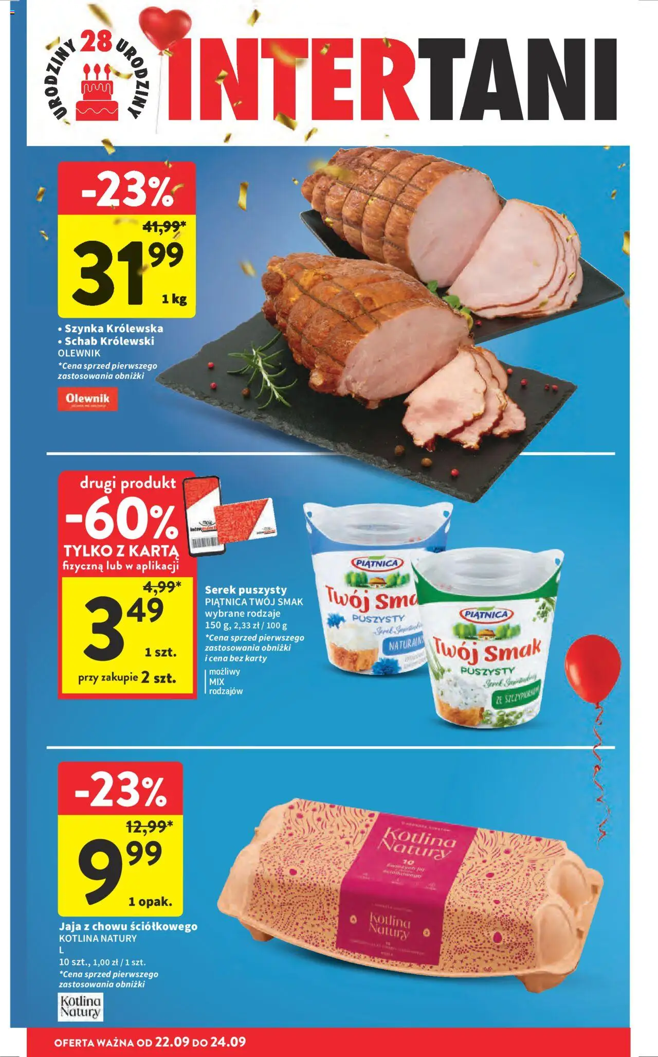 Intermarche Gazetka od 18.09.2025 | Strona: 46 | Produkty: Karta, Serek, Szynka, Jaja