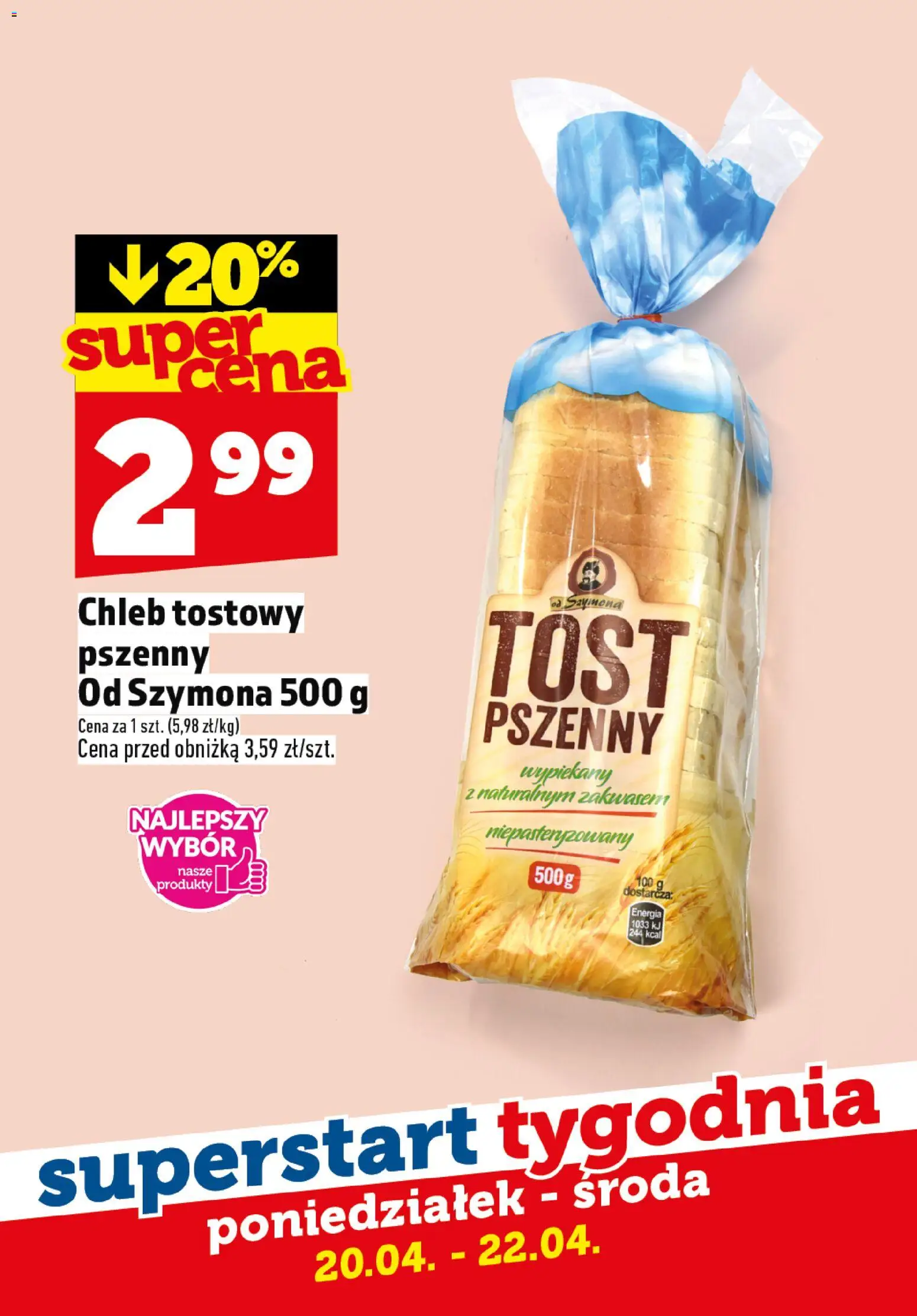 Topaz gazetka - Superstart tygodnia od 20.04.2026 | Strona: 6 | Produkty: Chleb tostowy, Chleb