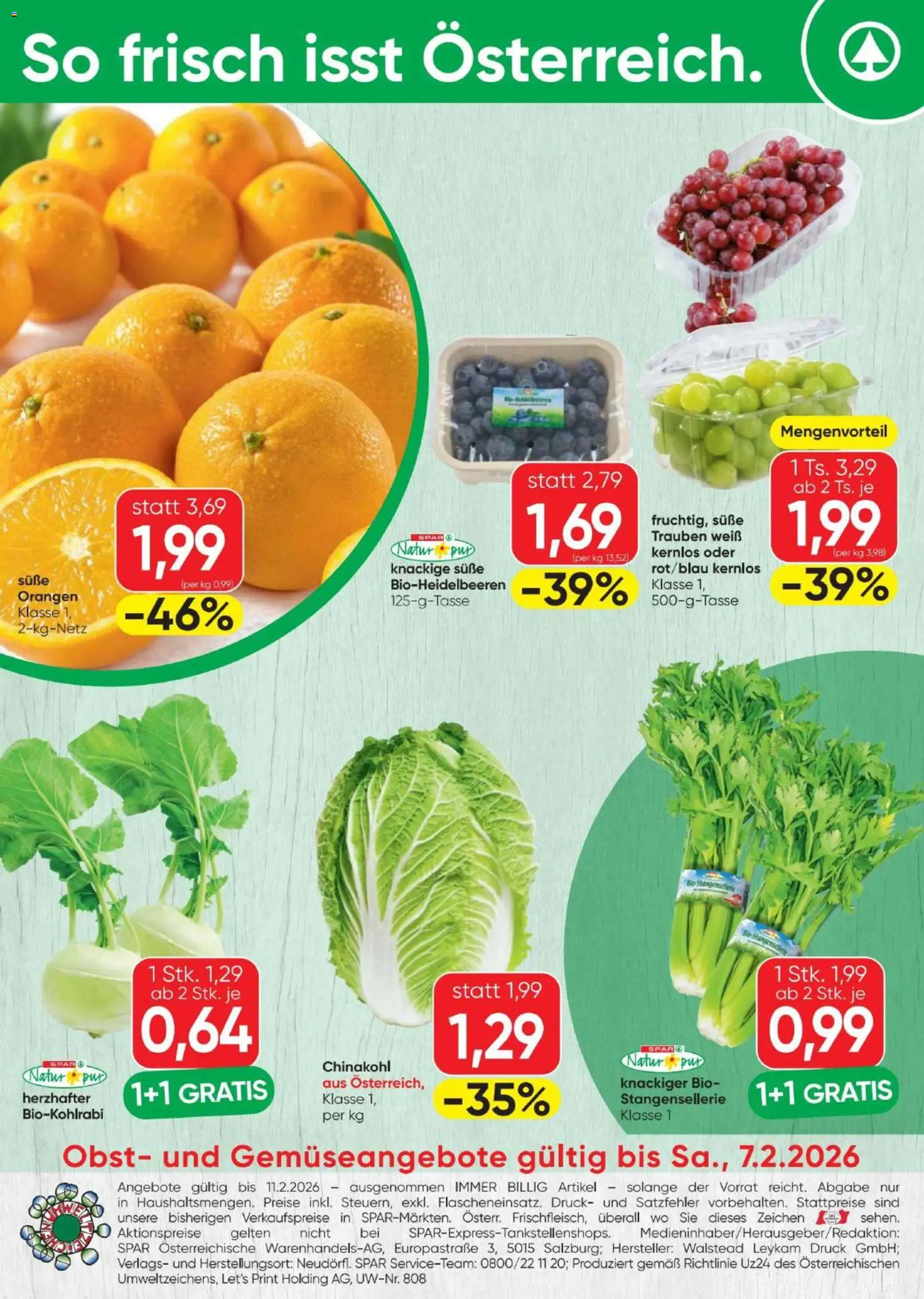Spar Flugblatt gültig ab 05.02.2026 | Seite: 16 | Produkte: Obst, Chinakohl, Orangen