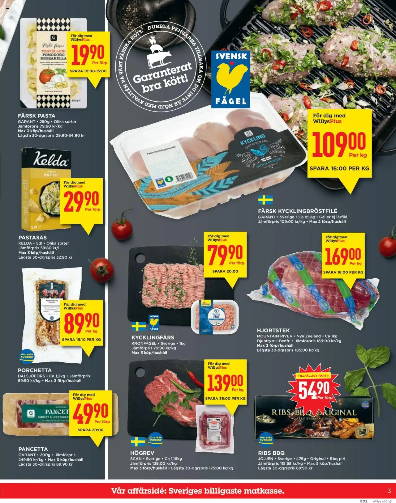 Willys reklamblad aktuell från 29.09.2025 | Sida: 3 | Produkter: Galler, Pasta