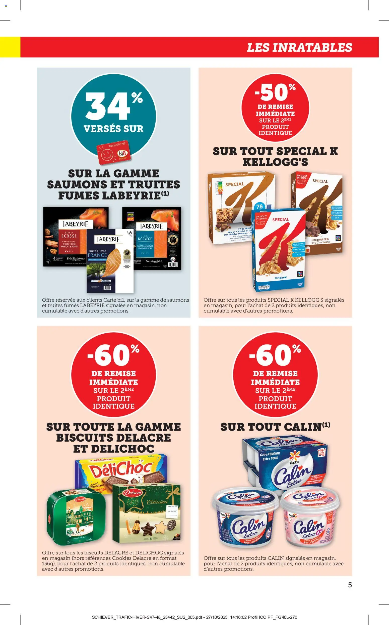 {H1} | Page: 5 | Produits: Truite fumée, Chocolat, Céréales, Biscuits