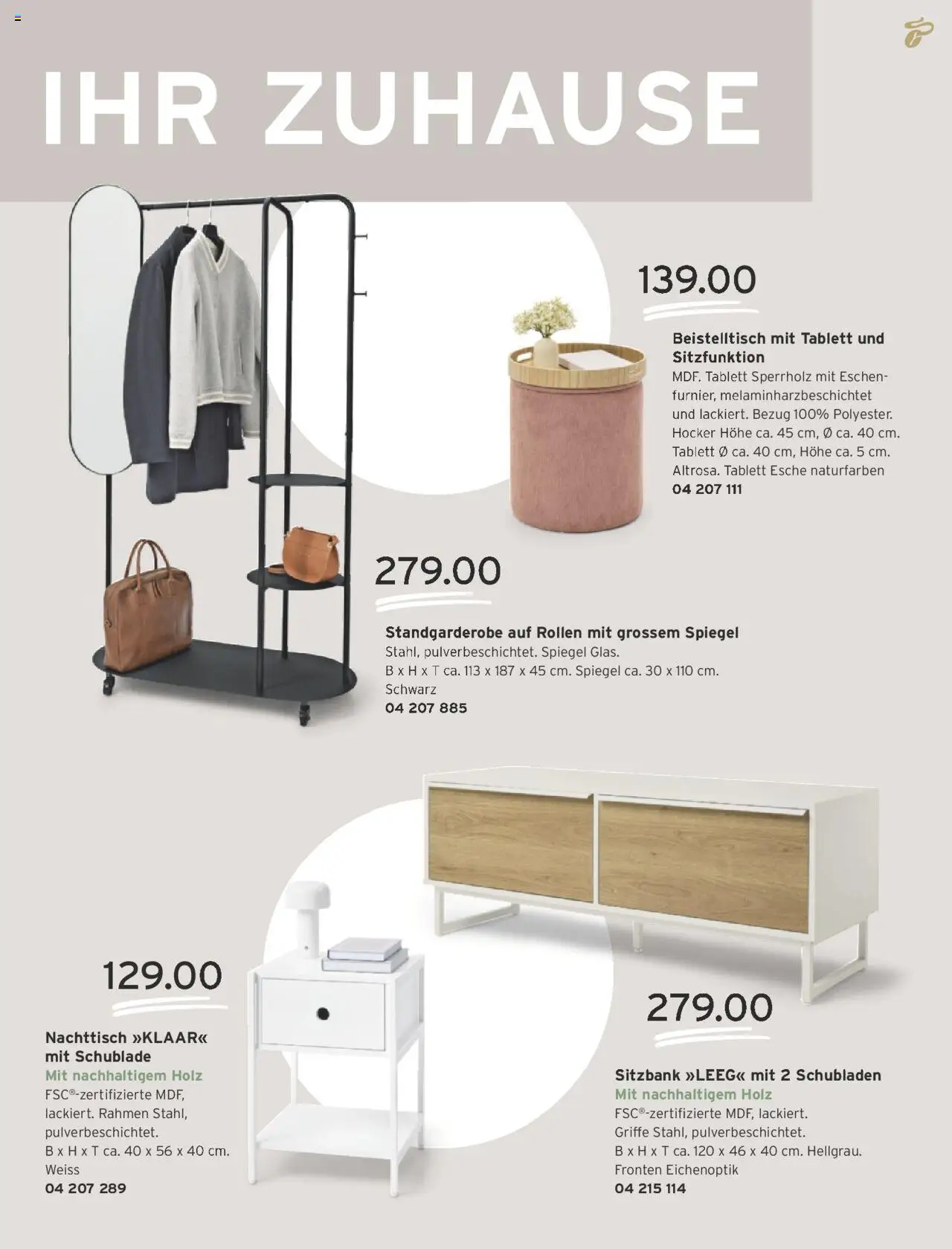 Tchibo Aktionen – gültig ab 10.10.2025 | Seite: 5 | Produkte: Hocker, Sitzbank, Nachttisch, Beistelltisch