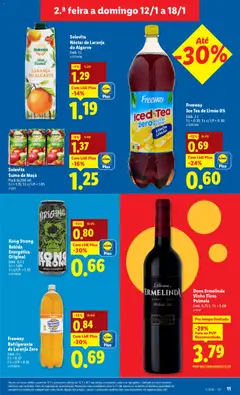 Pré-visualização Dona Ermelinda Vinho Tinto Palmela, Vinho Tinto Palmela Emb. 0,75 L; 1 L = 5.06 válido de 12.01.2026 | Página: 11 | Produtos: Refrigerante, Maça, Sumo, Vinho
