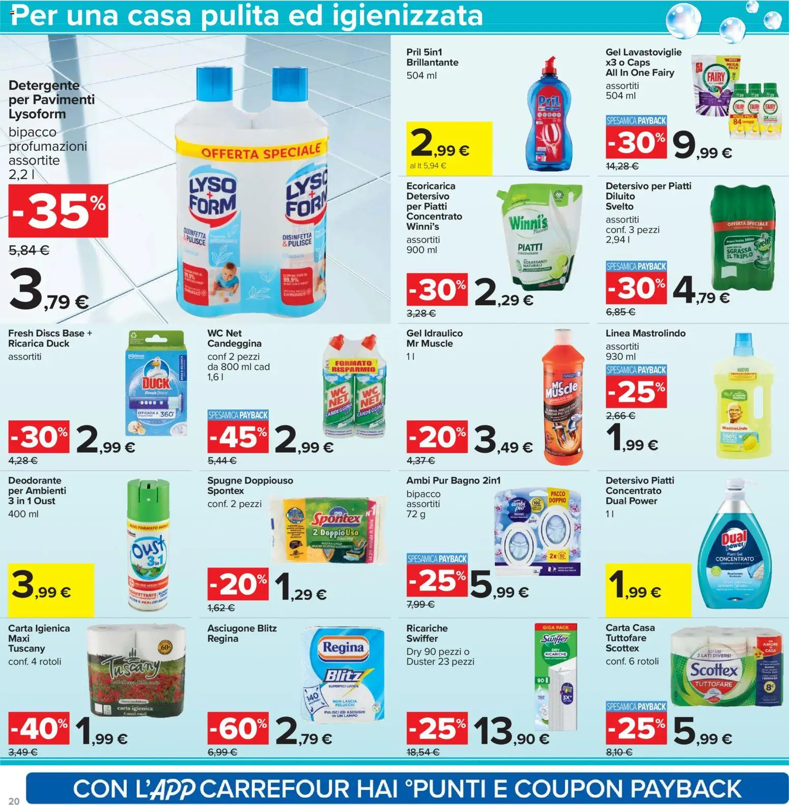 Volantino Carrefour del 17.02.2026 | Pagina: 20 | Prodotti: Deodorante, Detersivo per piatti, Candeggina, Bagno