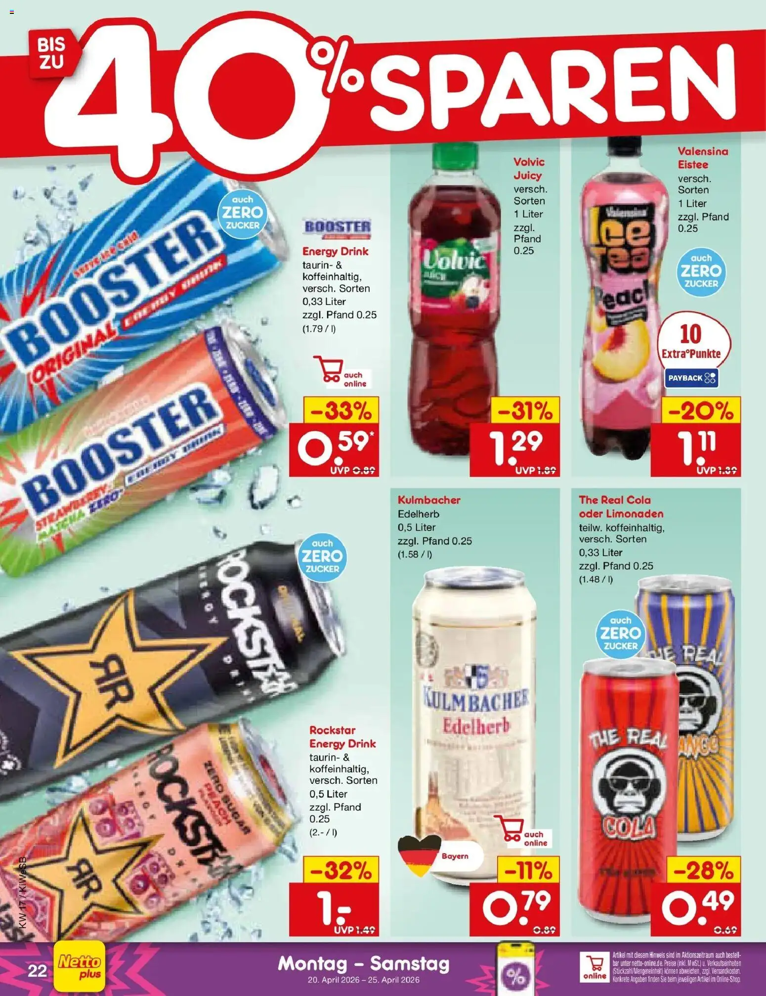 Netto Marken-Discount Prospekt Bad Friedrichshall	 – gültig ab 20.04.2026 | Seite: 30 | Produkte: Rockstar energy, Rockstar, Valensina, Volvic