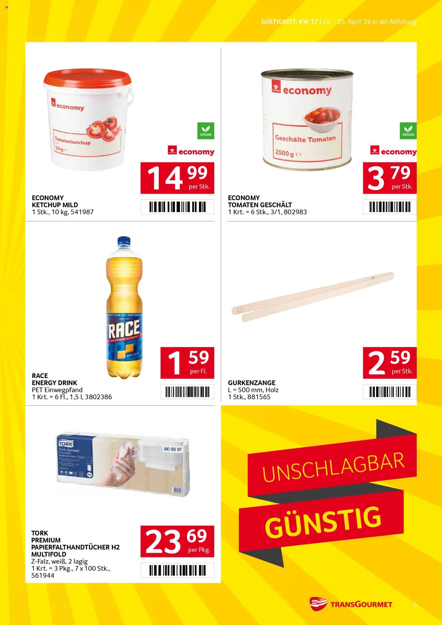 Transgourmet Flugblatt gültig ab 20.04.2026 | Seite: 5 | Produkte: Ketchup, Tomaten