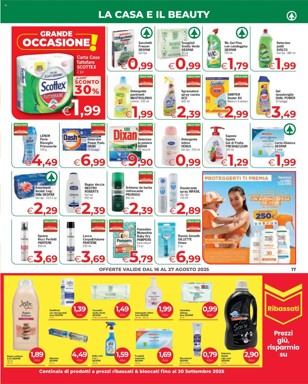 Volantino Eurospar del 16.08.2025 | Pagina: 17 | Prodotti: Rasoio, Dentifricio, Limone, Bagno
