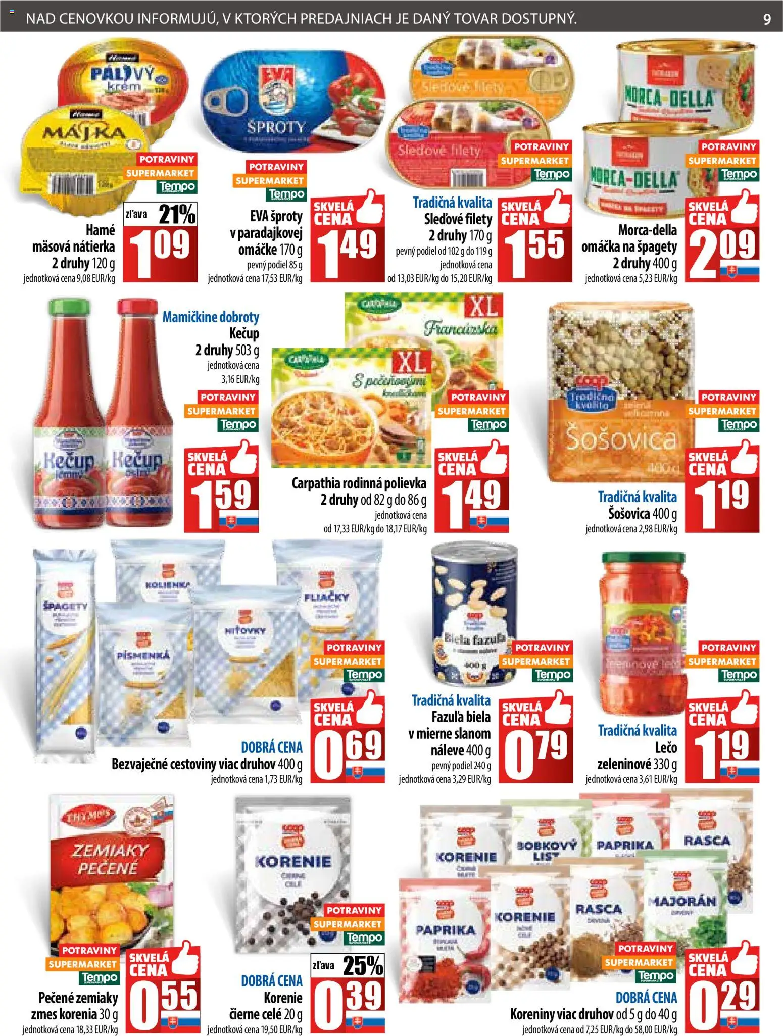 Nové COOP Jednota akcie – leták je platný od 20.11.2025 | Strana: 9 | Produkty: Paprika, Krém, Korenie, Špagety