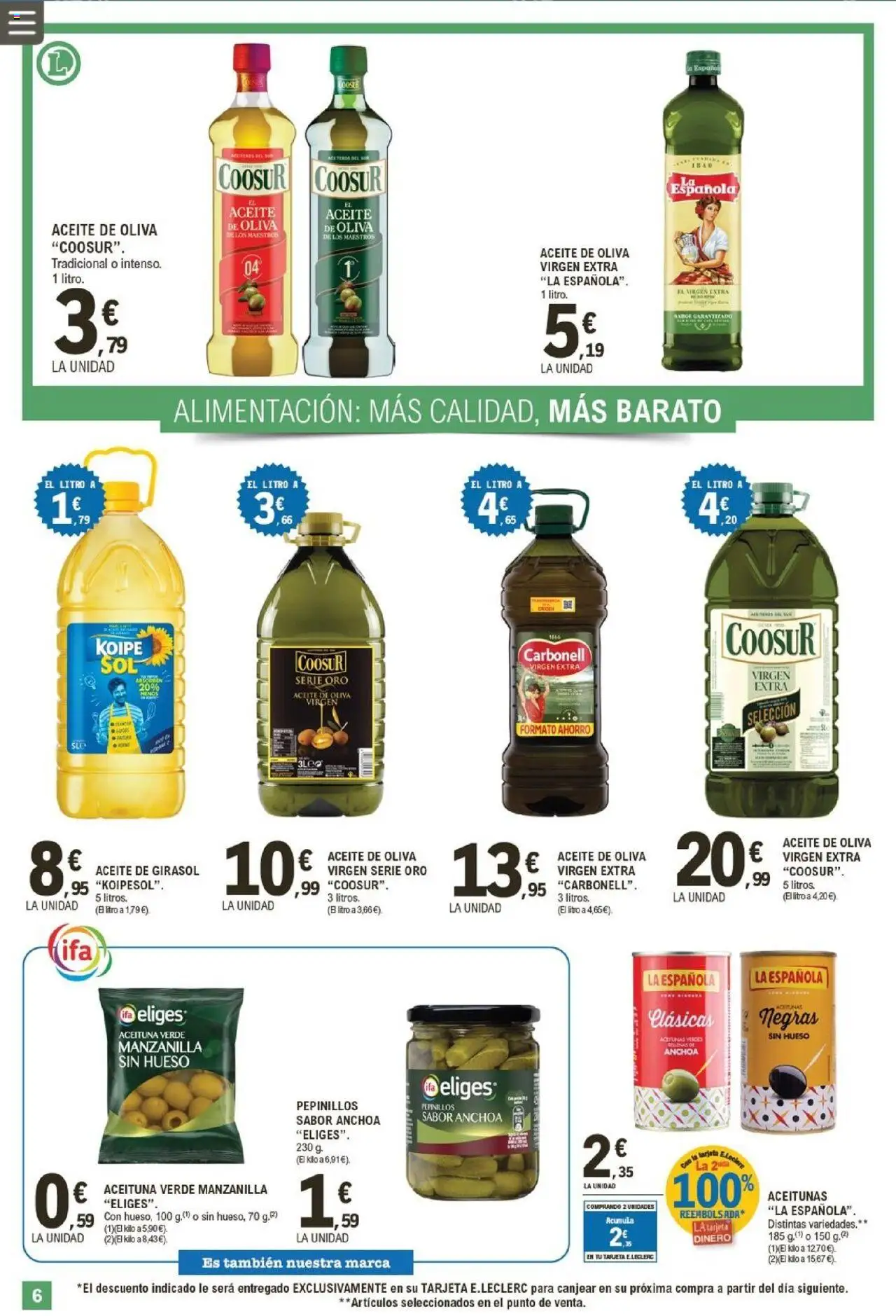 E.Leclerc folleto │ válido desde el 13.08.2025 | Página: 6 | Productos: Aceite, Aceite de oliva, Aceite de girasol, Anchoa