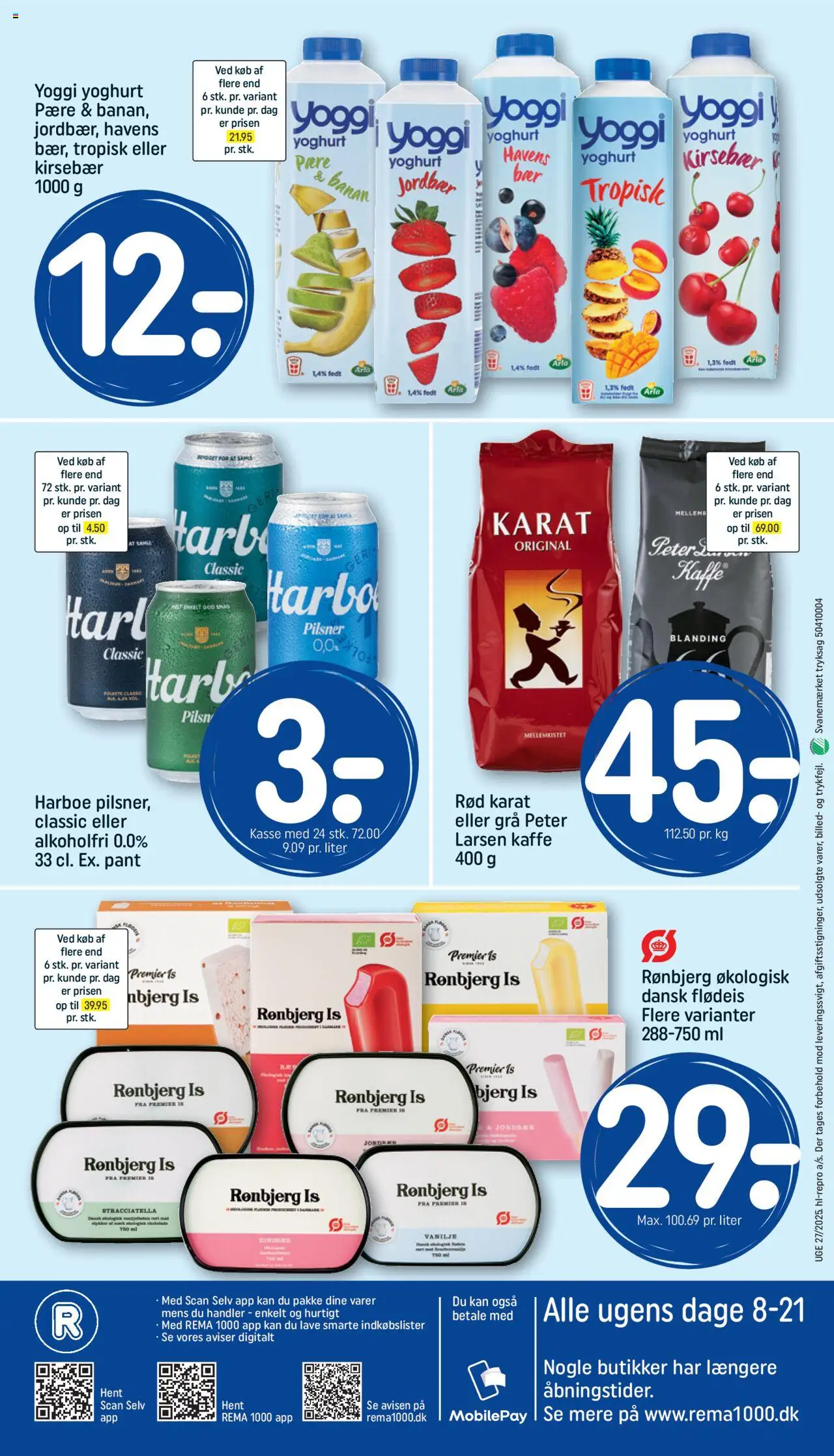 Rema 1000 Tilbudsavis gyldig fra 29.06.2025 | Side: 20 | Produkter: Yoghurt, Flødeis, Is, Vanilje