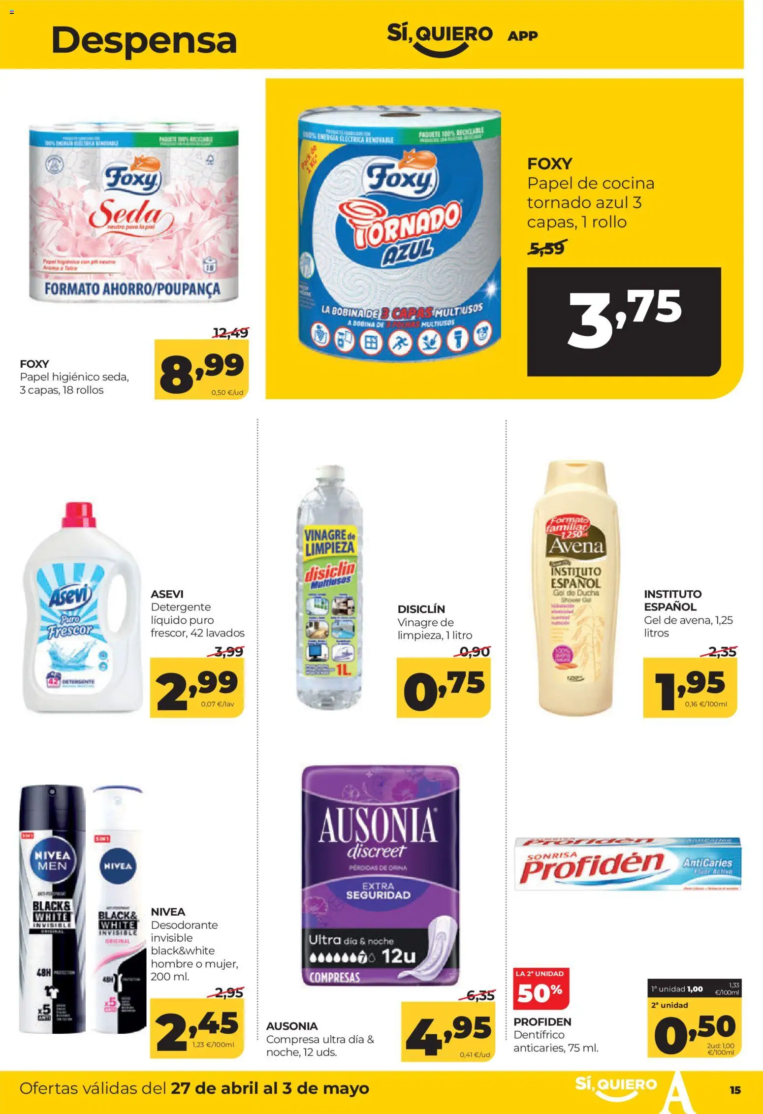 Alimerka folleto Zamora │ válido desde el 27.04.2026 | Página: 15 | Productos: Desodorante, Detergente, Γλυφιτζούρι, Δεξαμενή