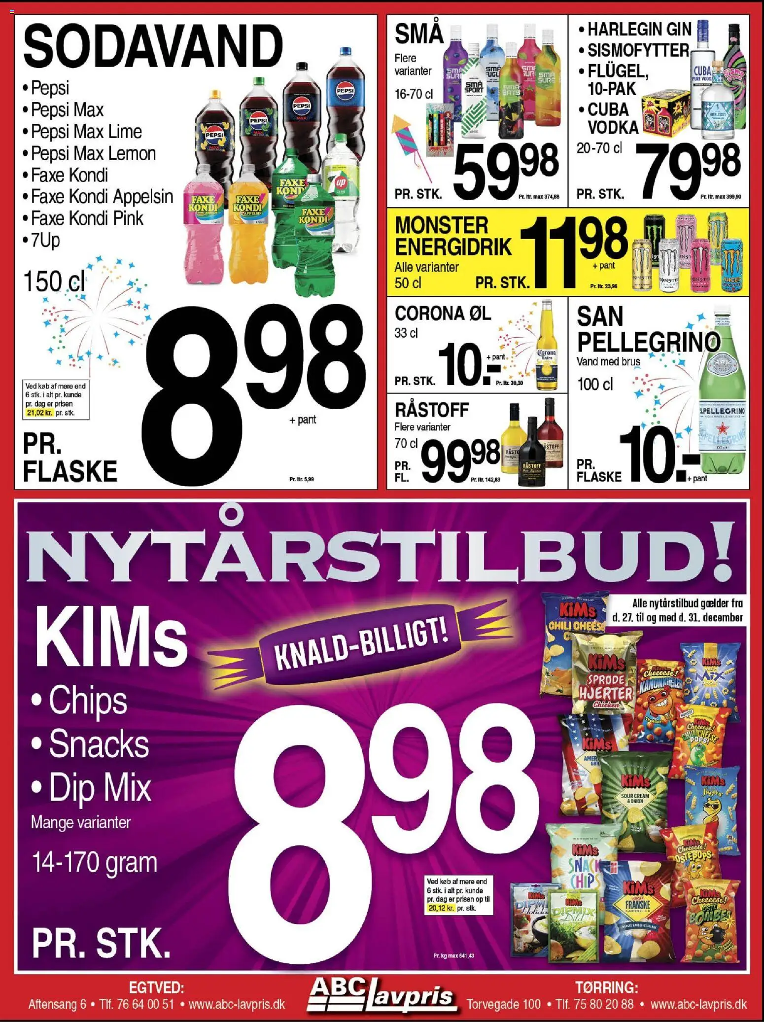 Abc Lavpris tilbudsavis – gyldig fra 24.12.2025 | Side: 2 | Produkter: Gin, Chips, Vodka, Faxe Kondi