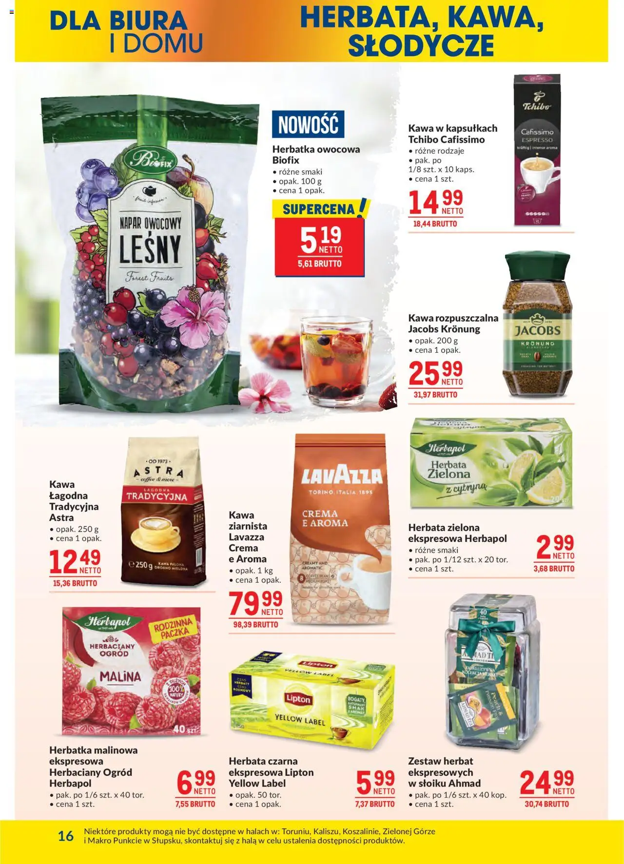 Makro Gazetka od 19.08.2025 | Strona: 16 | Produkty: Zielona kawa, Lavazza, Tchibo, Herbata