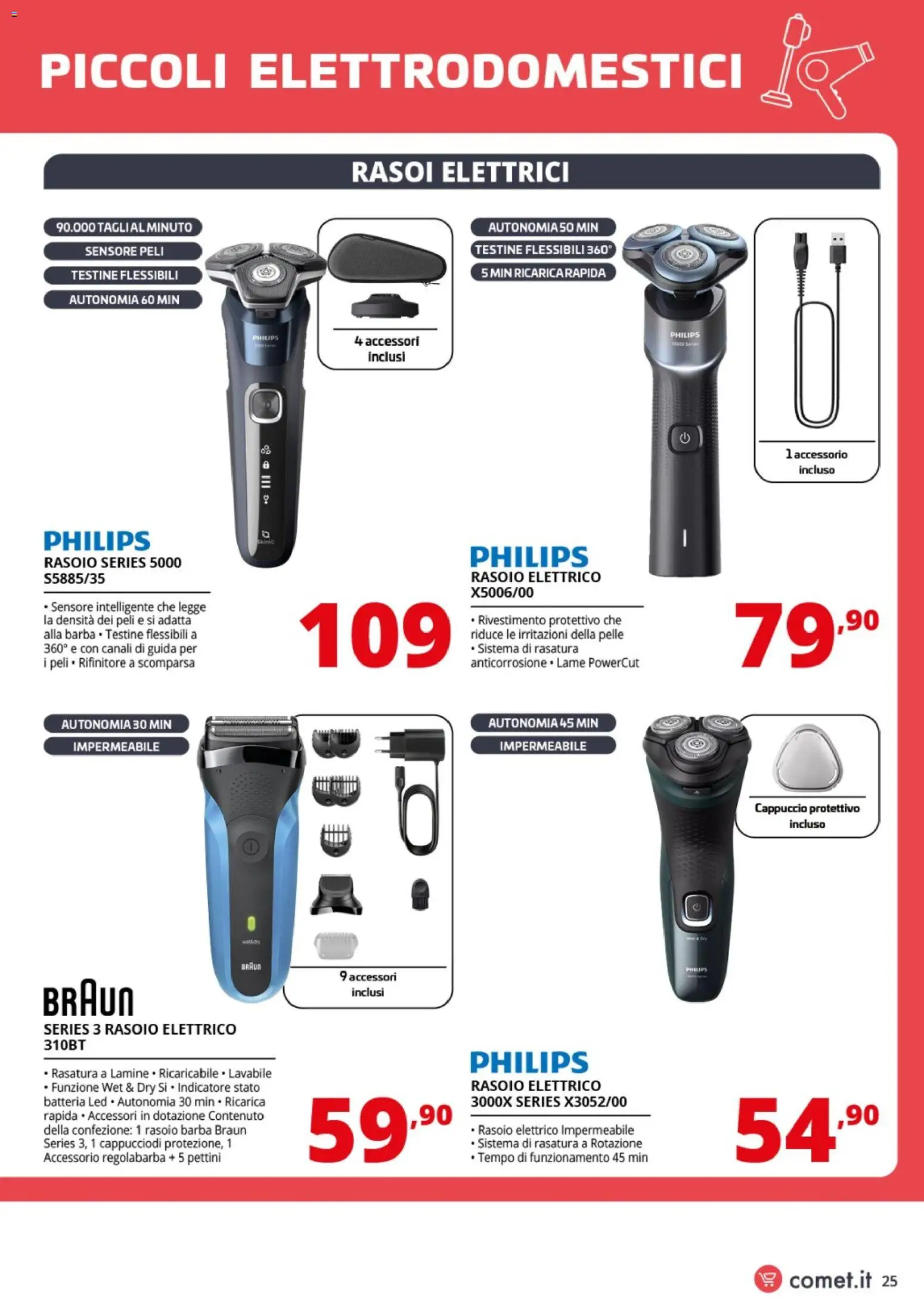 Volantino Comet del 31.10.2025 | Pagina: 25 | Prodotti: Rasoio, Regolabarba, Cappuccio, Rasoio elettrico