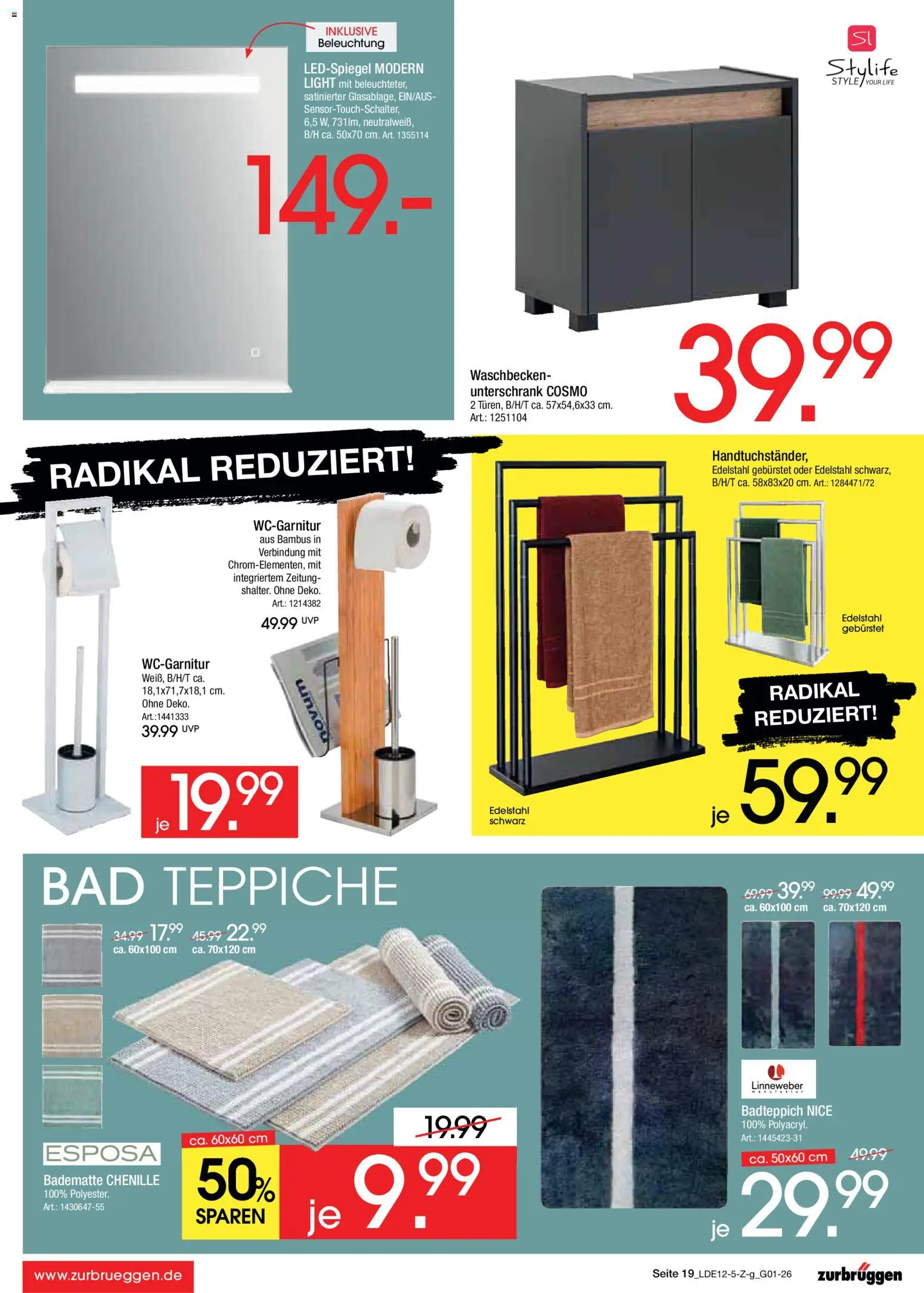 Zurbrüggen - Inventur-Verkauf – gültig ab 26.12.2025 | Seite: 37 | Produkte: Waschbecken, Bad, Unterschrank