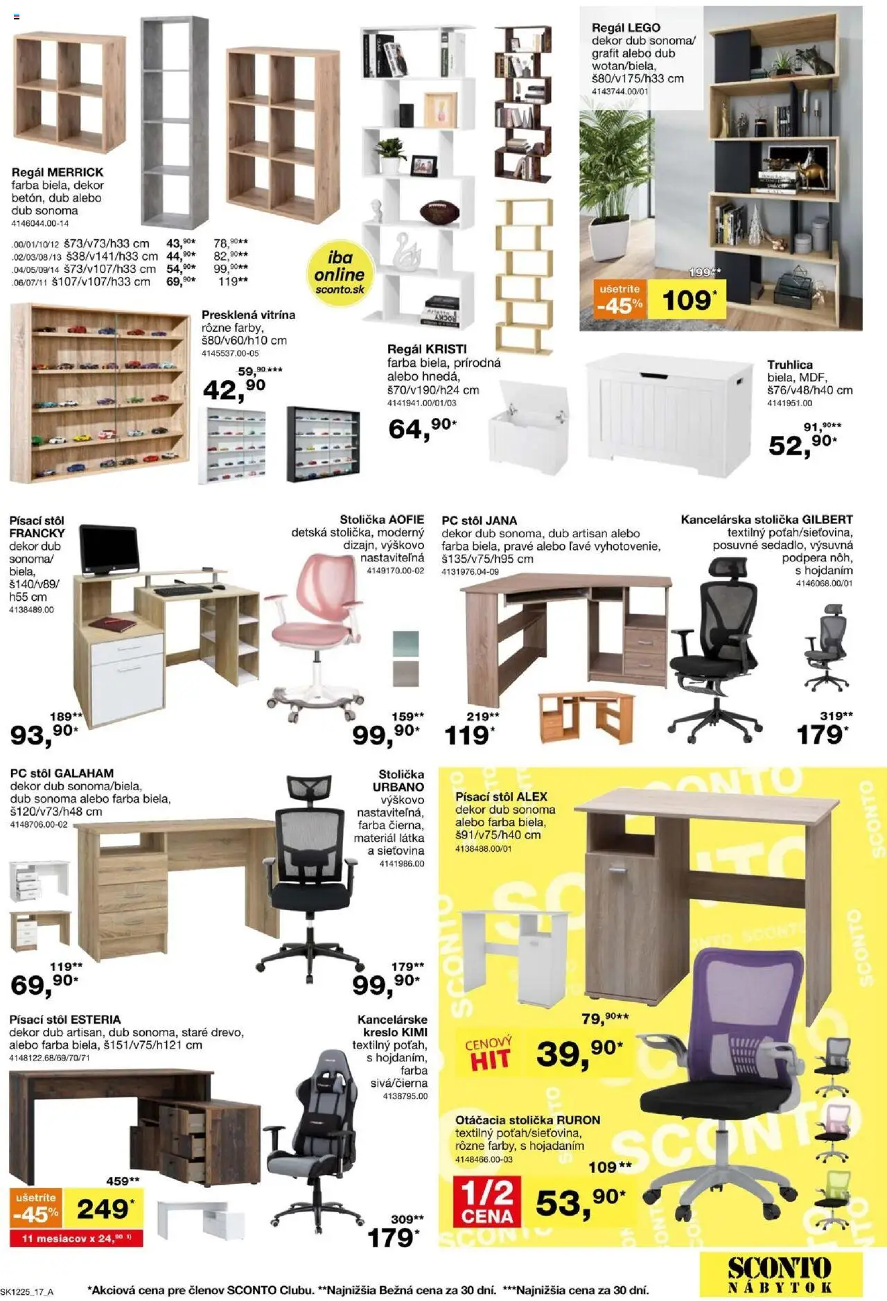 Nové Sconto nábytok akcie – leták je platný od 24.09.2025 | Strana: 17 | Produkty: Nábytok, Kancelárska stolička, Regál, Stôl