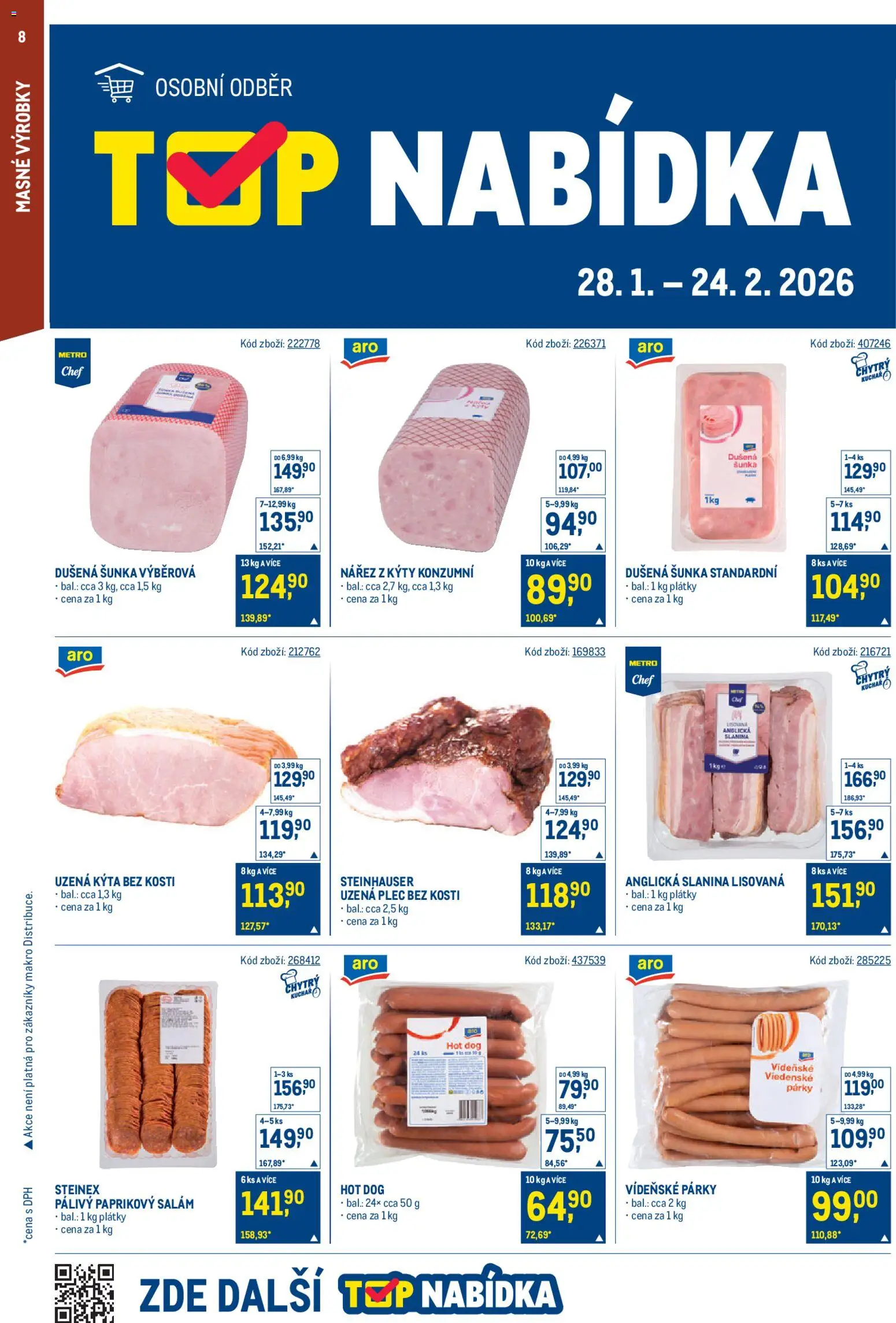 Makro leták - Gastronomie od 28.01.2026 | Strana: 8 | Produkty: Šunka, Párky, Uzená kýta, Anglická slanina