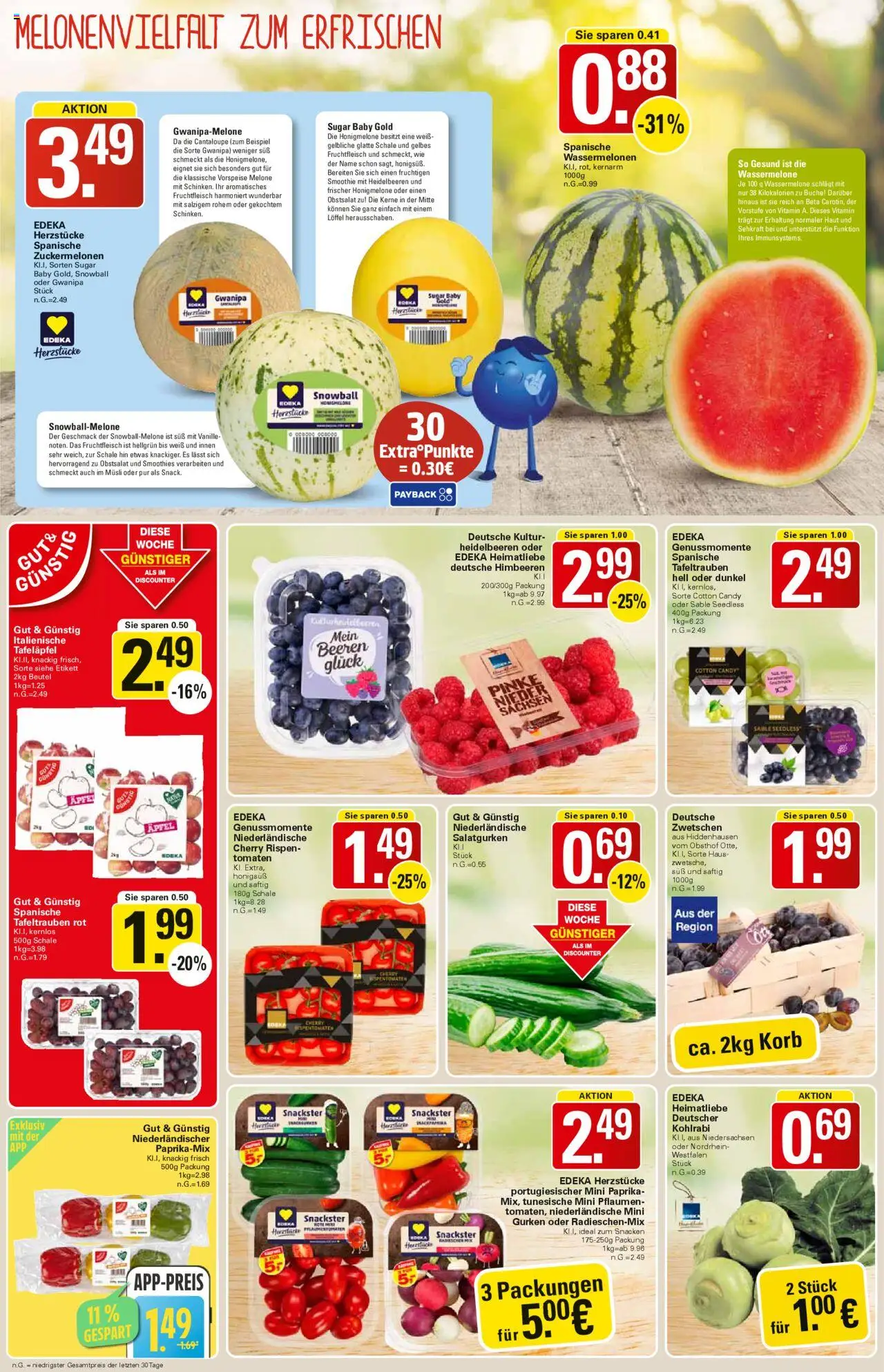 WEZ Prospekt - gültig ab dem 18.08.2025 | Seite: 2 | Produkte: Himbeeren, Korb, Kohlrabi, Melone