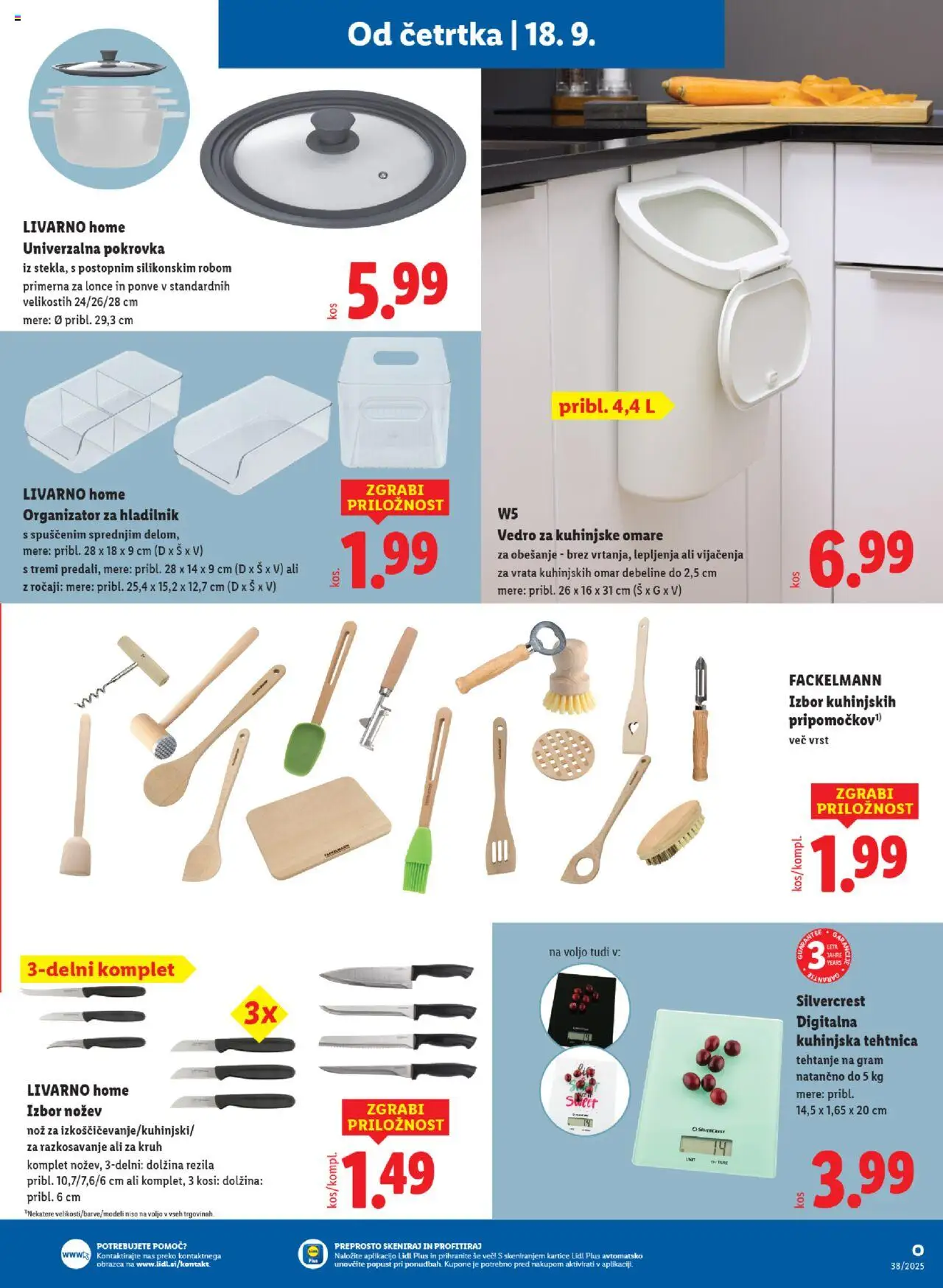 Novi Lidl katalog ponudbe – veljaven od 18.09.2025 | Stran: 35 | Izdelki: Hladilnik, Nož, Tehtnica, Vedro