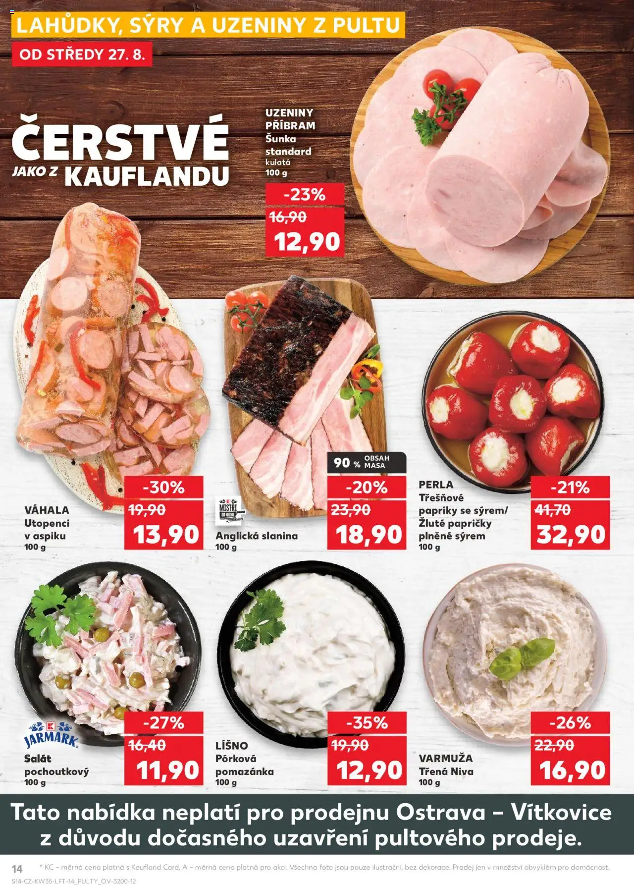 Kaufland leták - Ostrava od 27.08.2025 | Strana: 14 | Produkty: Salát, Anglická slanina, Utopenci, Slanina