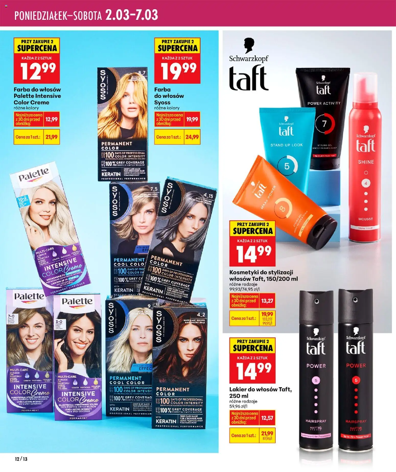 Biedronka gazetka - Twoje piękne strony od 26.02.2026 | Strona: 12 | Produkty: Farba do włosów, Kosmetyki, Lakier do włosów, Finish