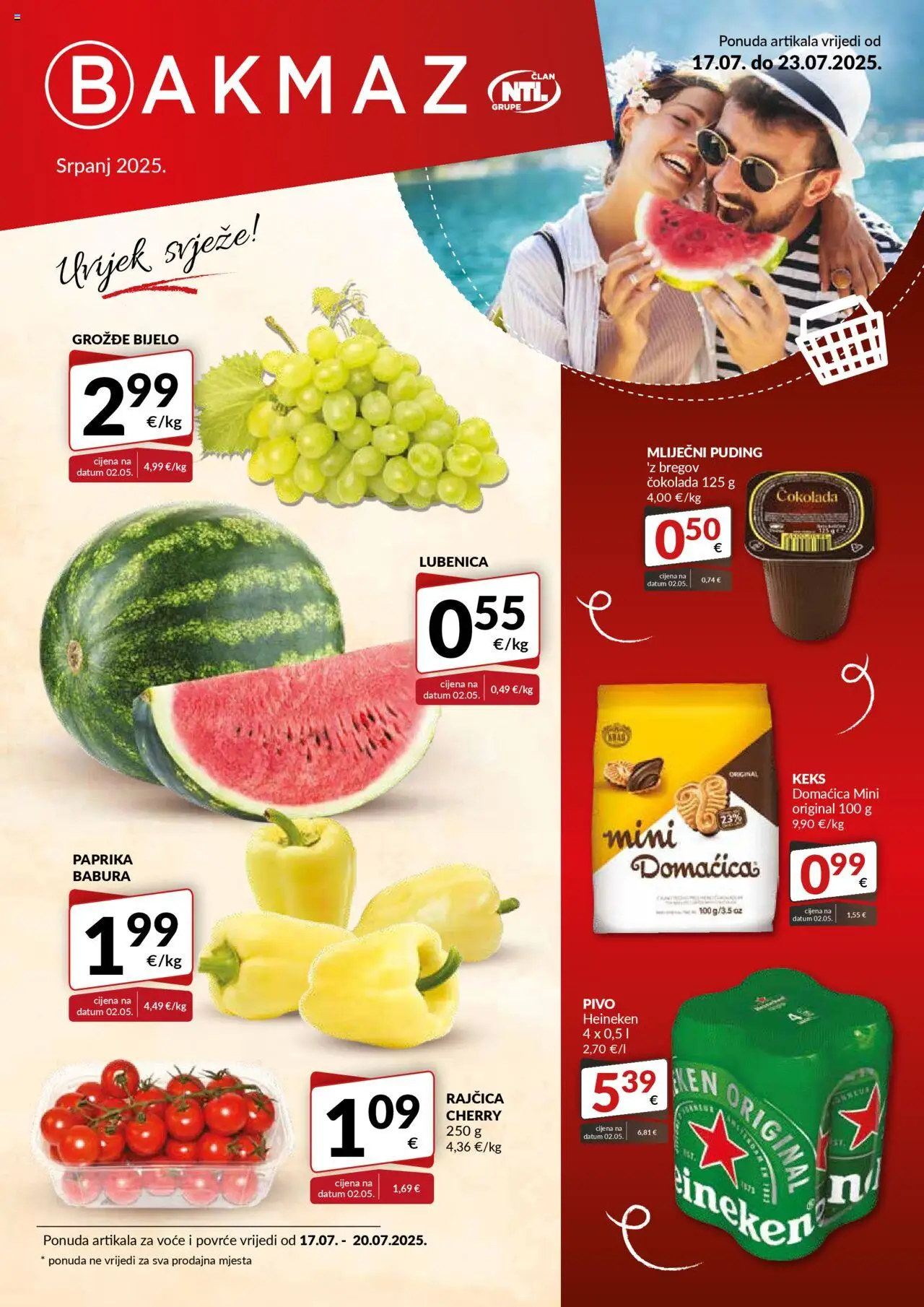 Bakmaz katalog | vrijedi od 17.07.2025 | Stranica: 1 | Proizvodi: Pivo, Voće, Lubenica, Grožđe