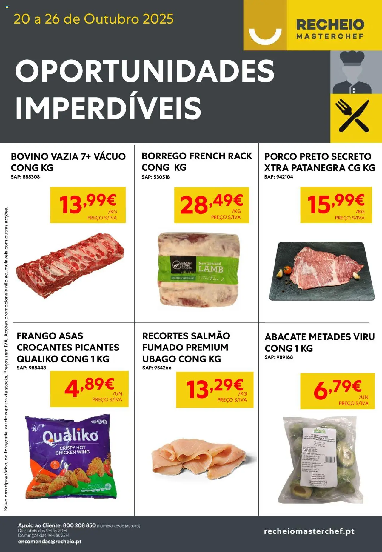 Recheio - Oportunidades Imperdíveis │ válido de 20.10.2025 | Página: 1 | Produtos: Frango, Salmão, Abacate