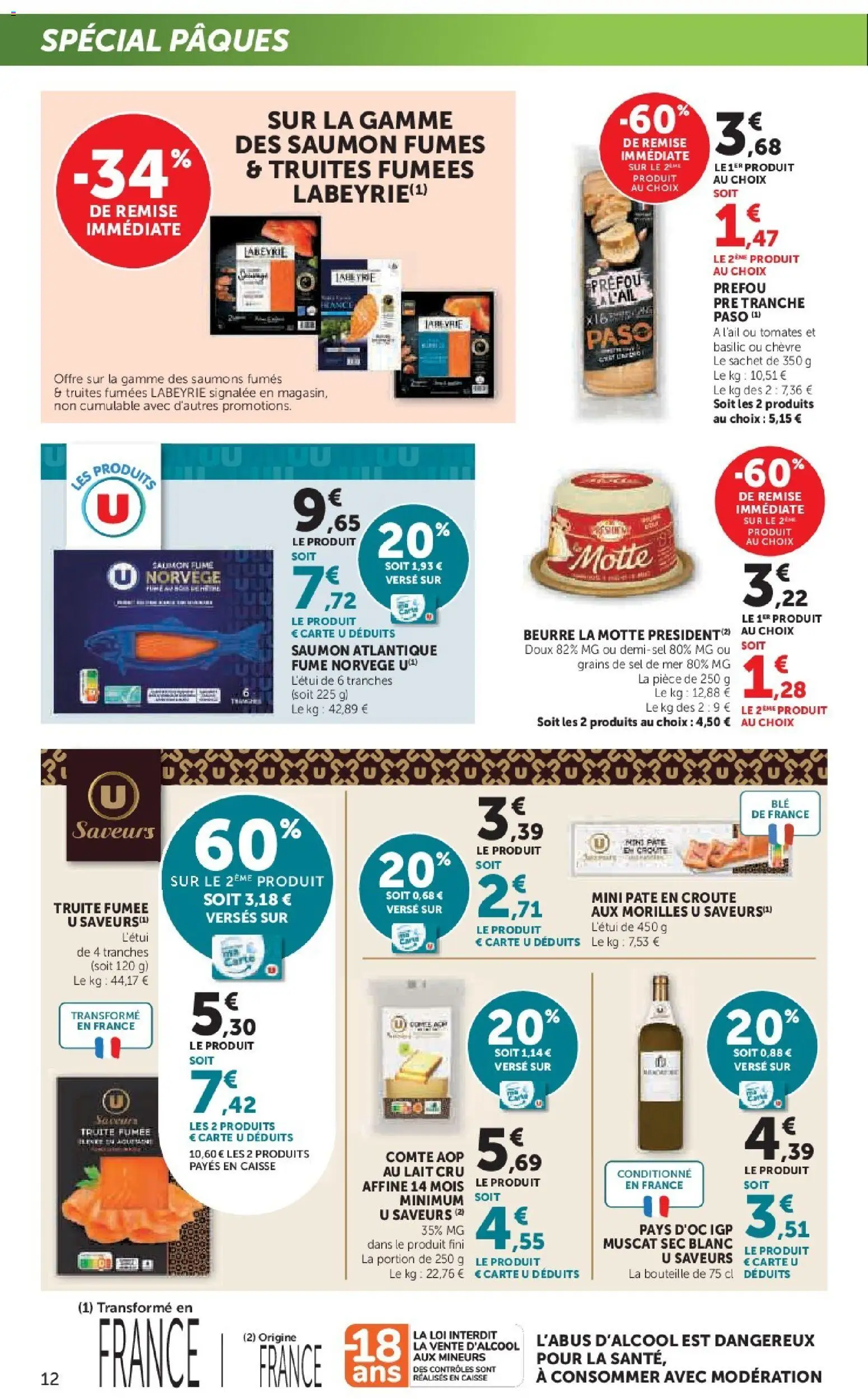 {H1} | Page: 12 | Produits: Truite fumée, Sel, Lait, Tomates