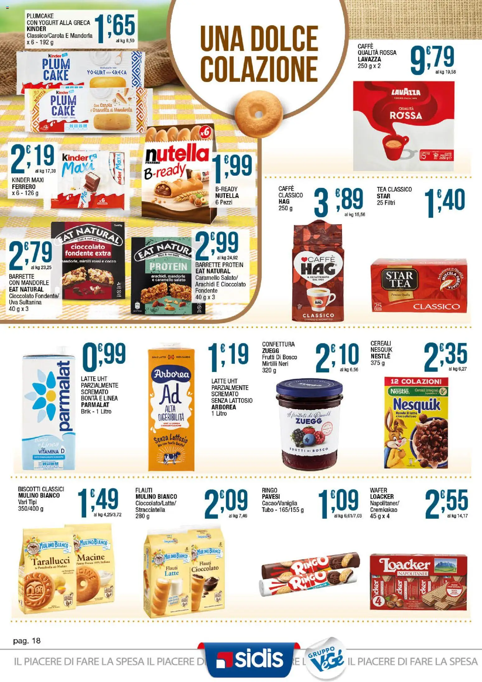 Volantino Sidis del 23.03.2026 | Pagina: 18 | Prodotti: Yogurt, Caffè, Cereali, Latte