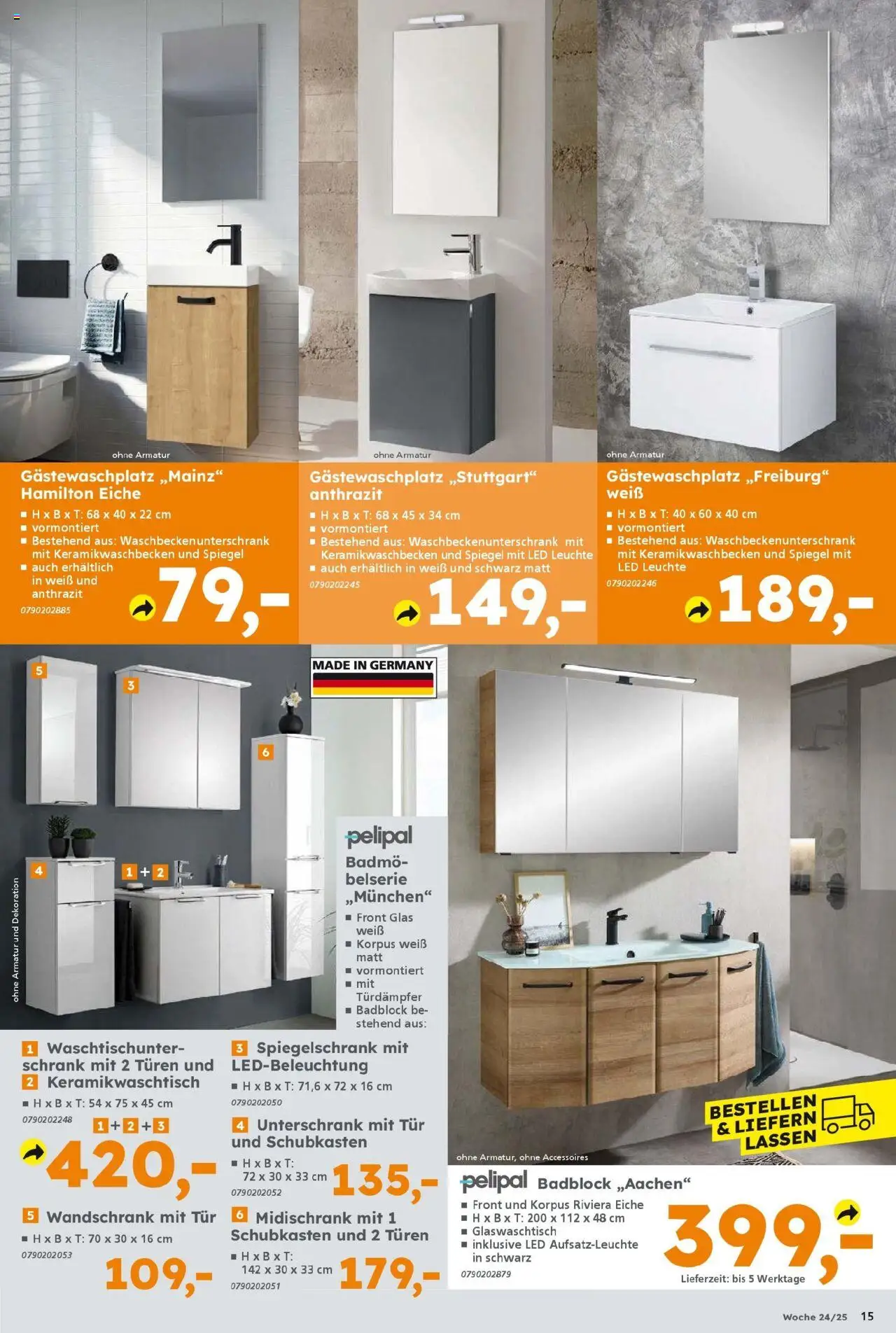 Globus Baumarkt prospekt Göttingen	 - gültig ab dem 10.06.2025 | Seite: 15 | Produkte: Spiegel, Armatur, Unterschrank, Midischrank
