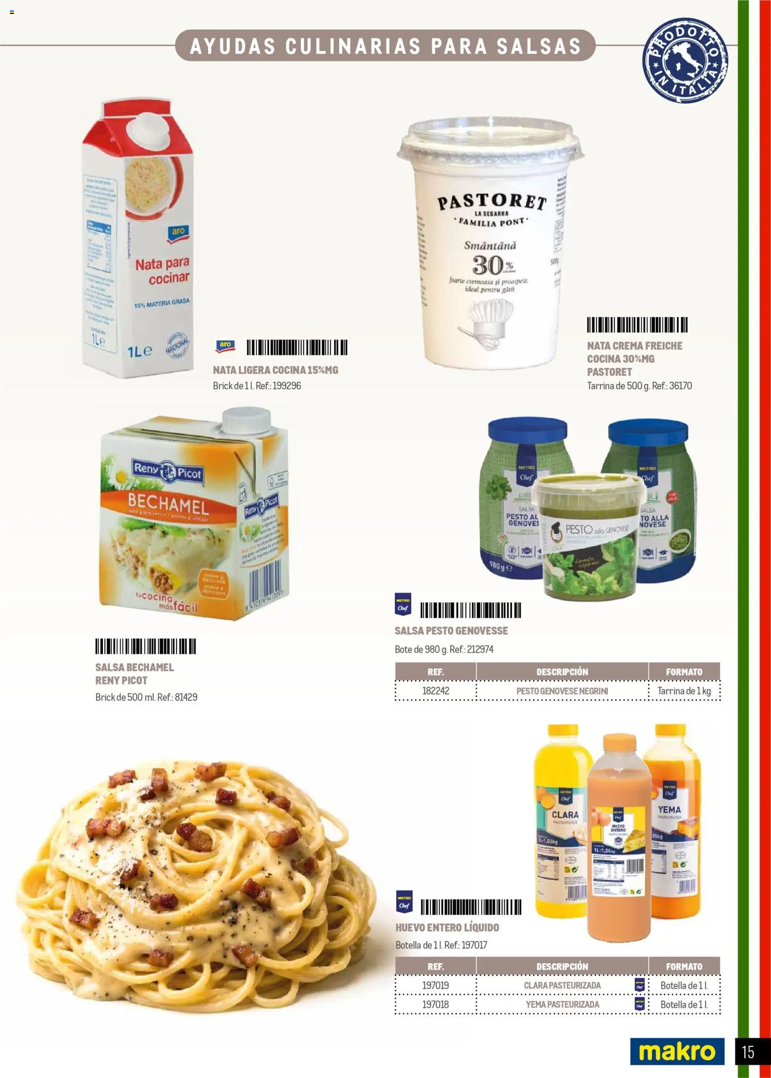 Makro Restaurantes italianos Centro │ válido desde el 27.03.2026 | Página: 15 | Productos: Crema, Cocina
