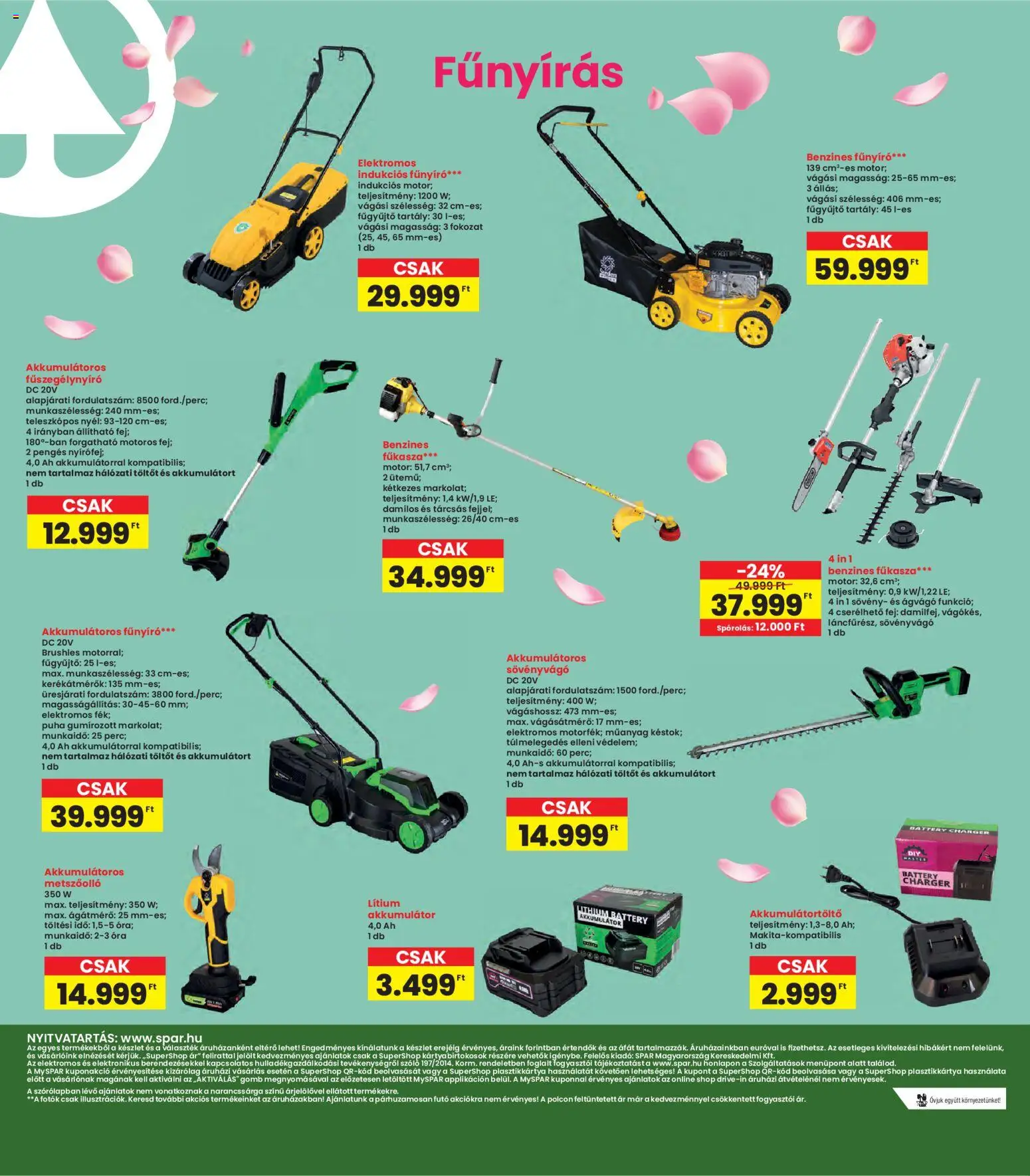 Interspar akciós ujság - amely érvényes a következő dátumtól: 12.03.2026 | Oldal: 6 | Termékek: Akkumulátor, Fűszegélynyíró, Benzines fűnyíró, Ágvágó
