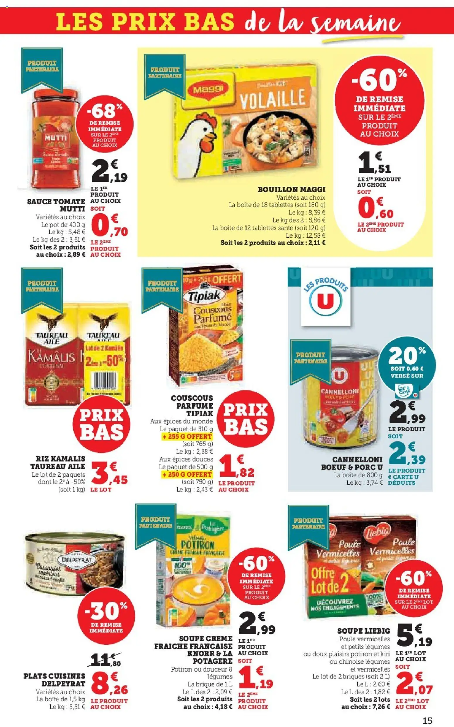 {H1} | Page: 15 | Produits: Soupe, Briques, Couscous, Crème