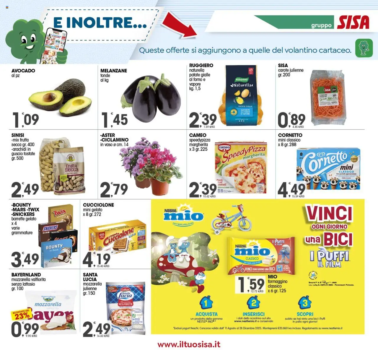 Volantino SISA del 12.09.2025 | Pagina: 11 | Prodotti: Frutta, Mozzarella, Arachidi, Vaso