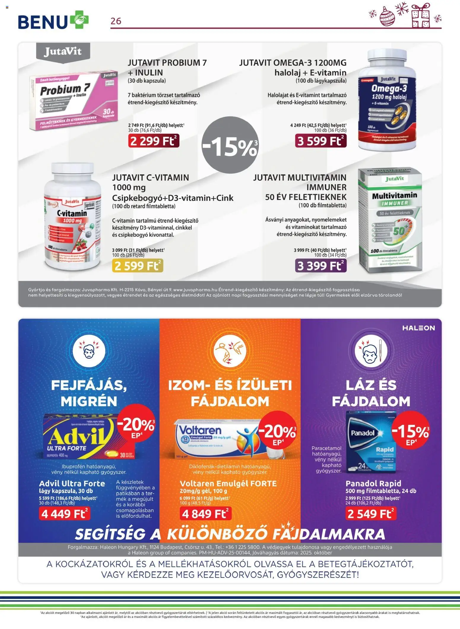 BENU Gyógyszertárak akciós ujság - amely érvényes a következő dátumtól: 01.12.2025 | Oldal: 26