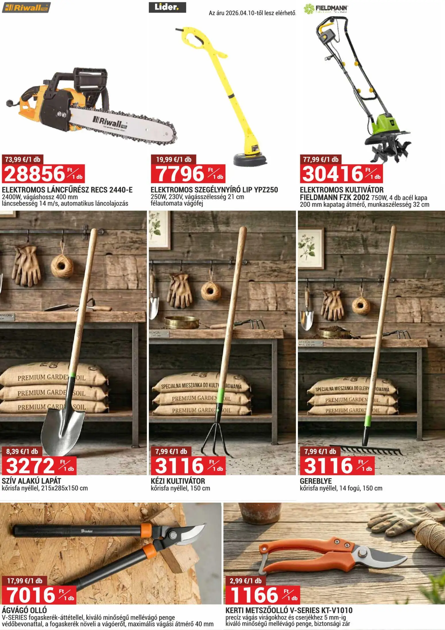 Merkury Market akciós ujság - amely érvényes a következő dátumtól: 01.04.2026 | Oldal: 4 | Termékek: Ágvágó olló, Metszőolló, Ágvágó, Láncfűrész